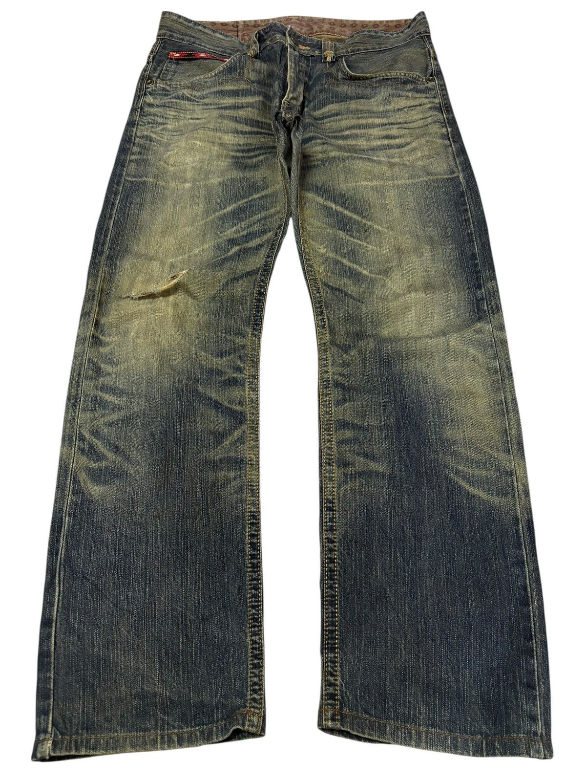 Vtg Edwin XV Japan Mud Washed Distressed Jeans