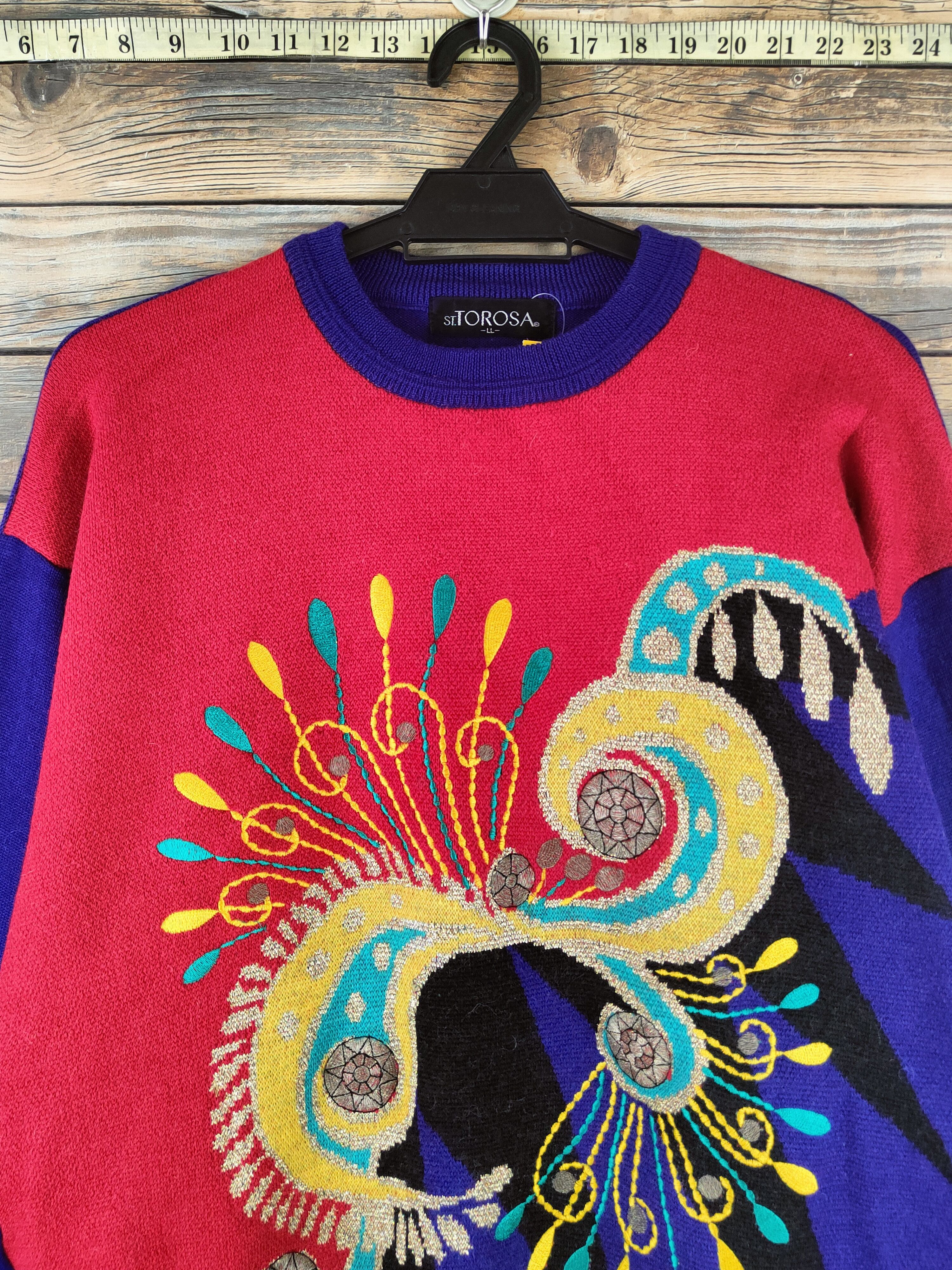 Japanese Brand DL St.Torosa Purple Red Knitwear Sweatshirts #46-384 Size L / US 10 / IT 46 - 3 Thumbnail