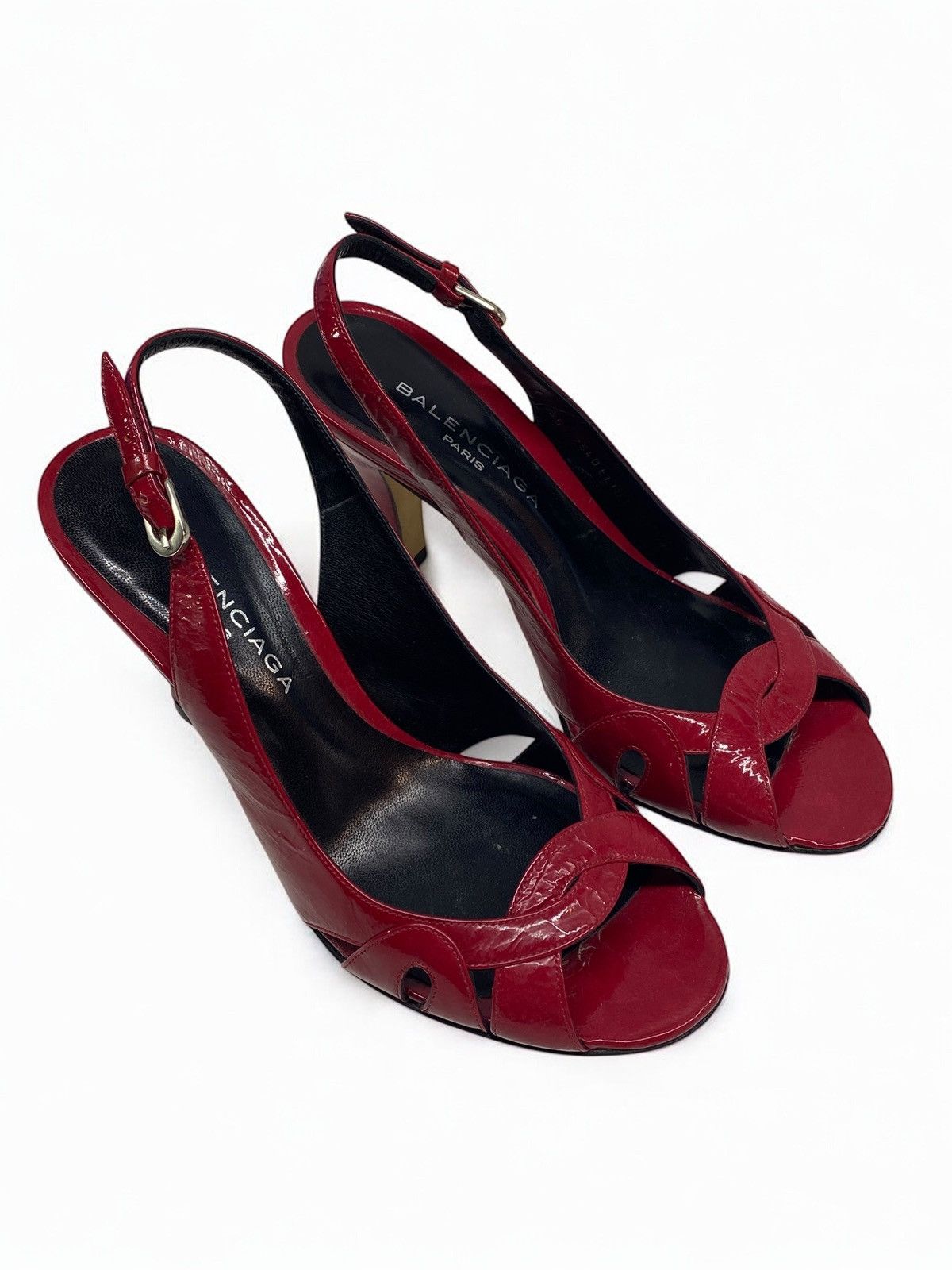Balenciaga 🔥 BALENCIAGA RED HEELS Y2K CUTOUT SLINGBACK DIVA ENERGY Size US 4 / IT 34 - 2 Thumbnail