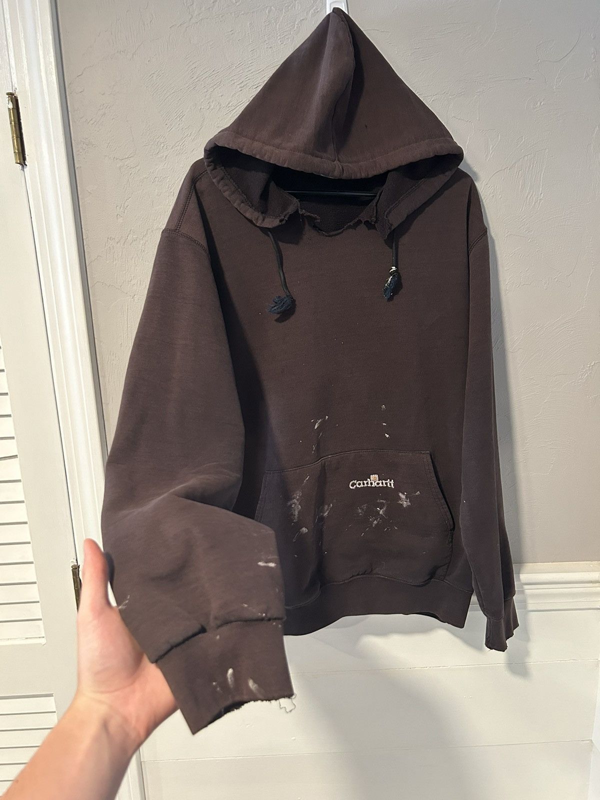 Carhartt Vintage Faded Paint Splatter Carhartt Hoodie Brown Size US L / EU 52-54 / 3 - 1 Thumbnail