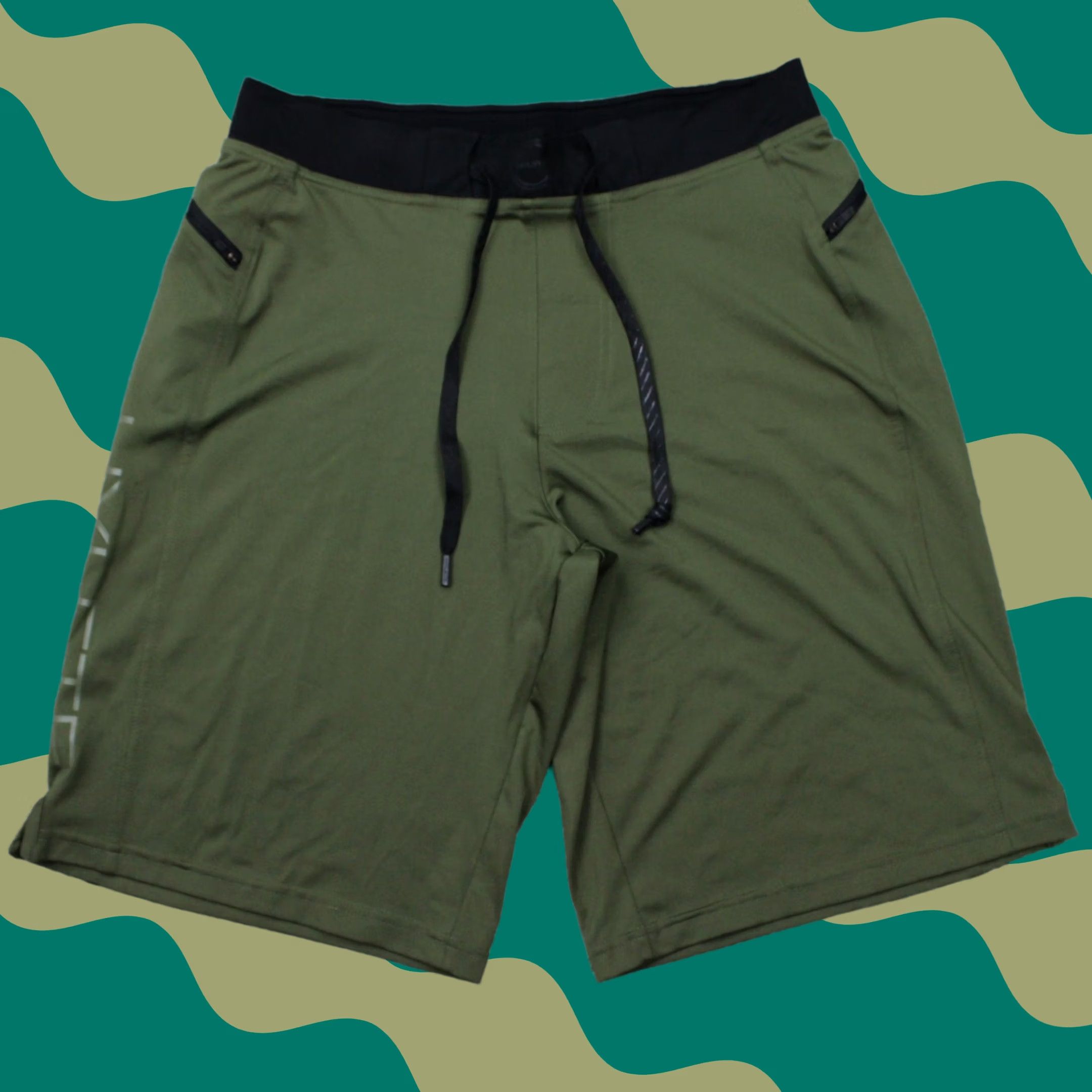 Vintage Hylete Shorts Men Small Green Polyester Stretch Drawstring Inseam 11" Athletic Bermuda Size US 29 - 1 Thumbnail