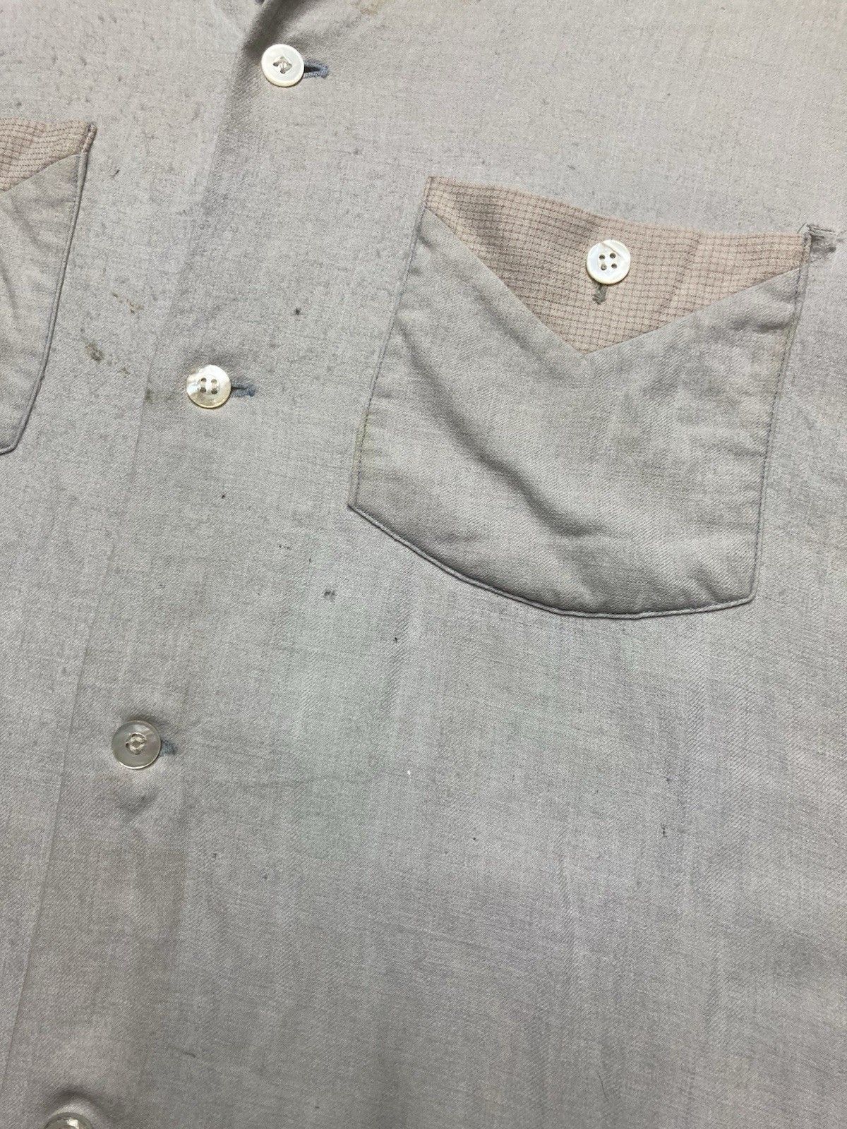 Vintage 1950s loop collar shirt wool rayon distressed rockabilly L Size US L / EU 52-54 / 3 - 8 Thumbnail