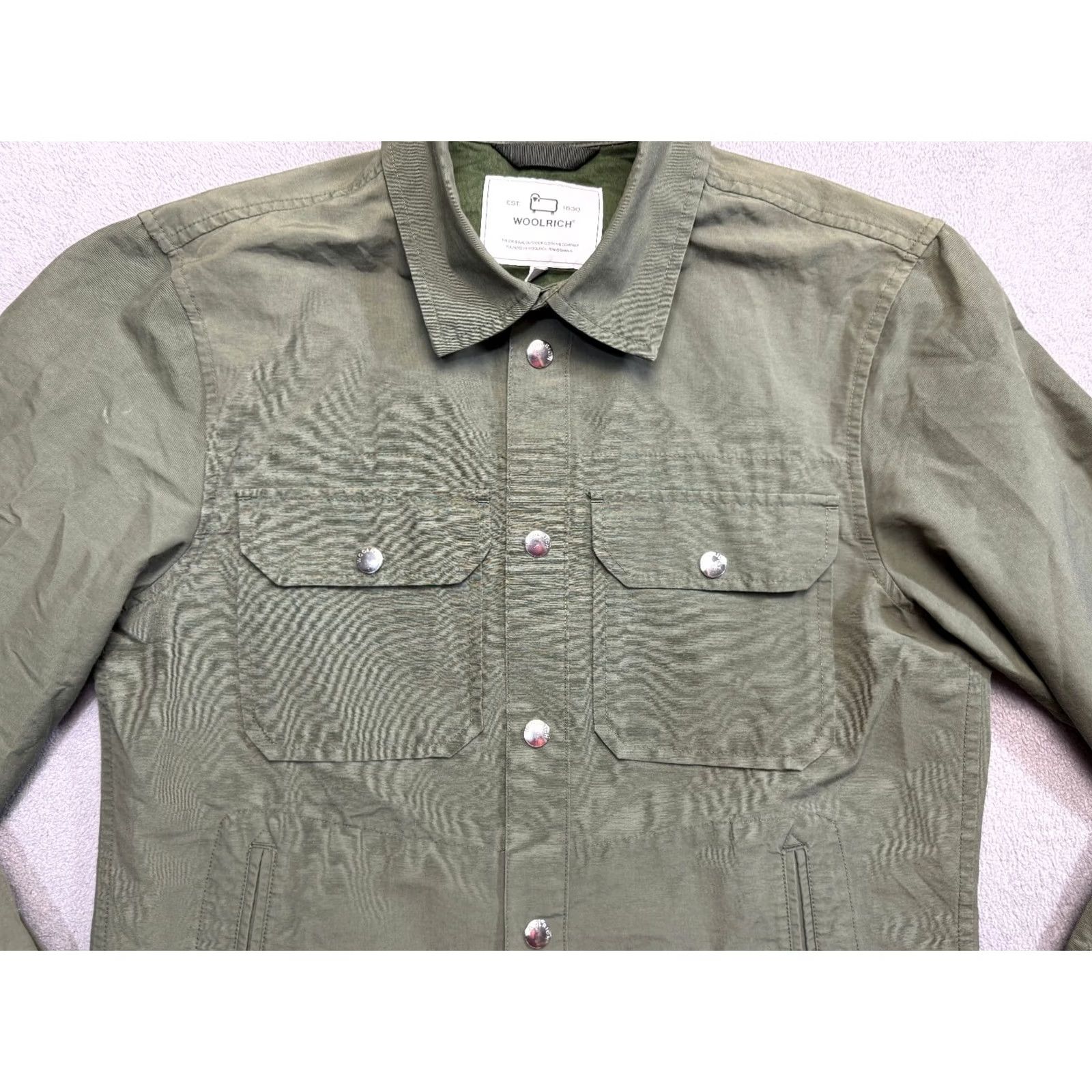 Vintage Woolrich Overshirt Jacket Mens S Green Military Style Snap Buttons Shirt Size US S / EU 44-46 / 1 - 6 Thumbnail