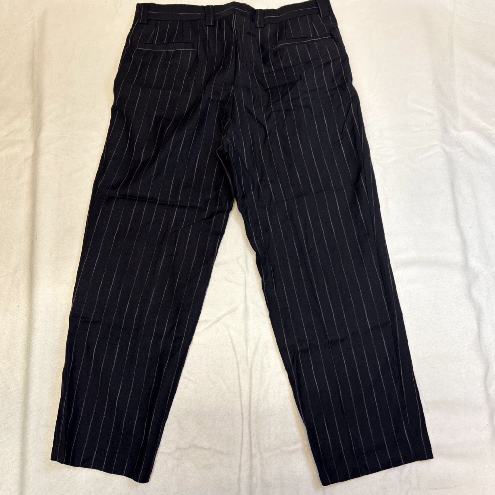 Versace VERSACE UPSCALE DESIGNER LUXURY PINSTRIPE SUIT PANTS Men 36x27 Black Wool Wool Solids 5-Pocket Straight Inseam 27 Italy Size 36R - 5 Thumbnail