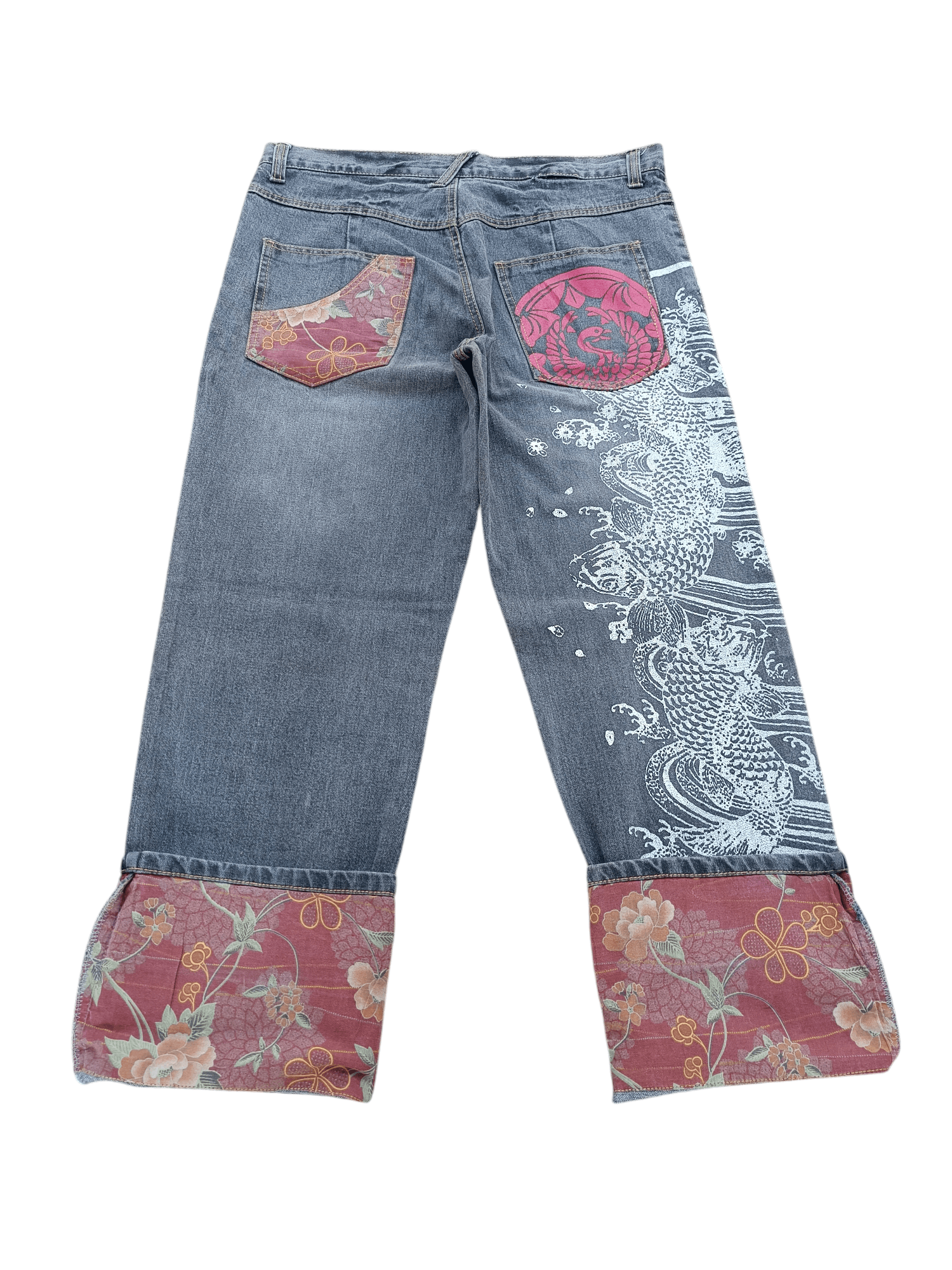 Japanese Brand RARE 🔥 Japanese Brand B-S Printed Koi Fish Floral Jeans Size US 36 / EU 52 - 12 Thumbnail