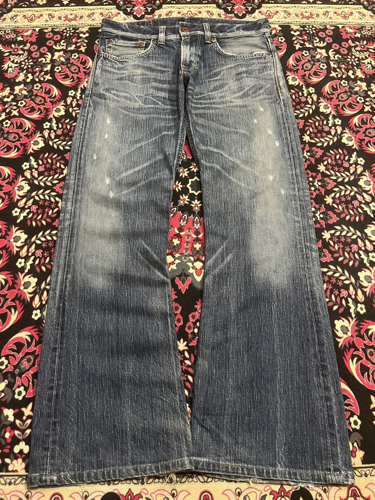 ⚡️Flare⚡️Vintage Edwin Blue Trip Whiskering Blue Washed Jeans
