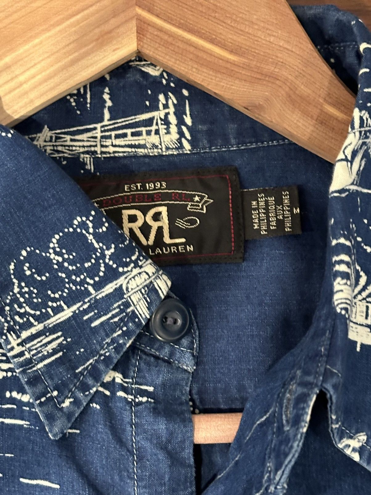 RRL Ralph Lauren RRL Farm Print Camp Shirt Size US M / EU 48-50 / 2 - 3 Thumbnail