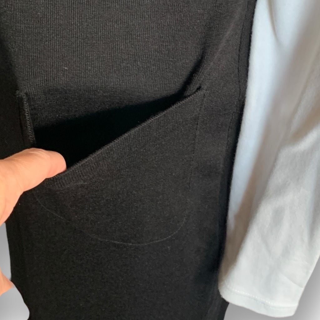 Vintage Vintage Carole Little Black Midi Jumper Dress White Long Sle Size S / US 4 / IT 40 - 5 Thumbnail