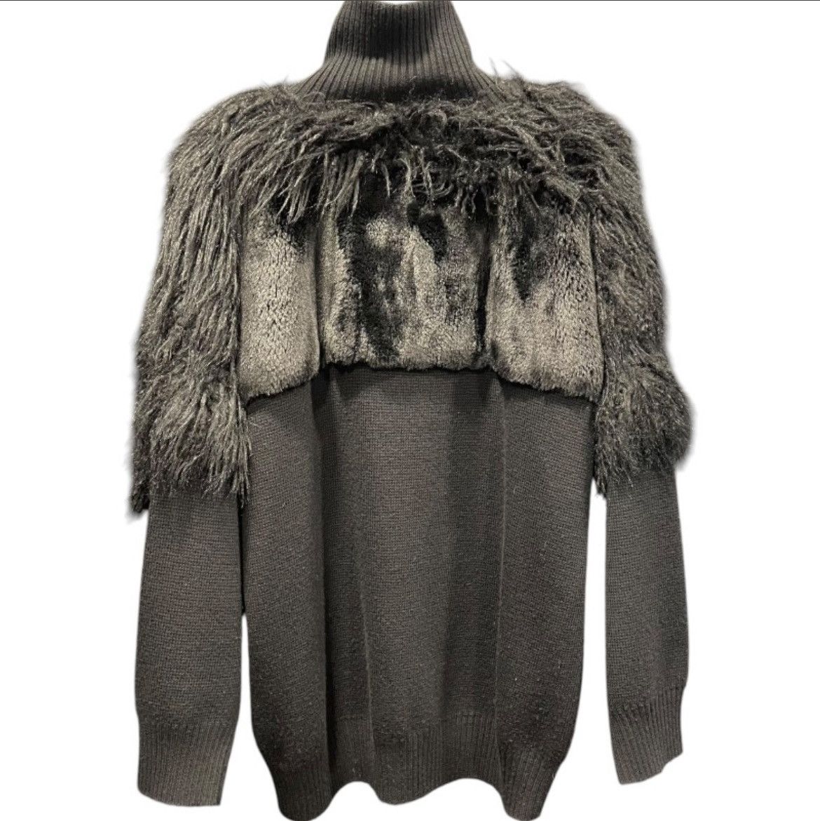Balenciaga Balenciaga Fur Zip Up Turtleneck Knit Sweater Size US L / EU 52-54 / 3 - 2 Thumbnail