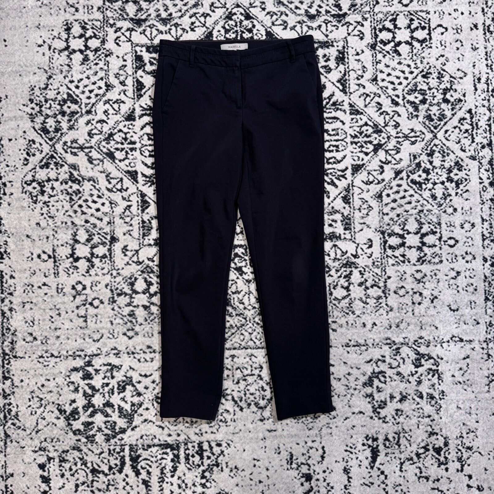 Marella × Vintage Vintage Marella Black Cotton Chino Suit Pants Size 40IT Y2K Size 30" / US 8 / IT 44 - 1 Thumbnail