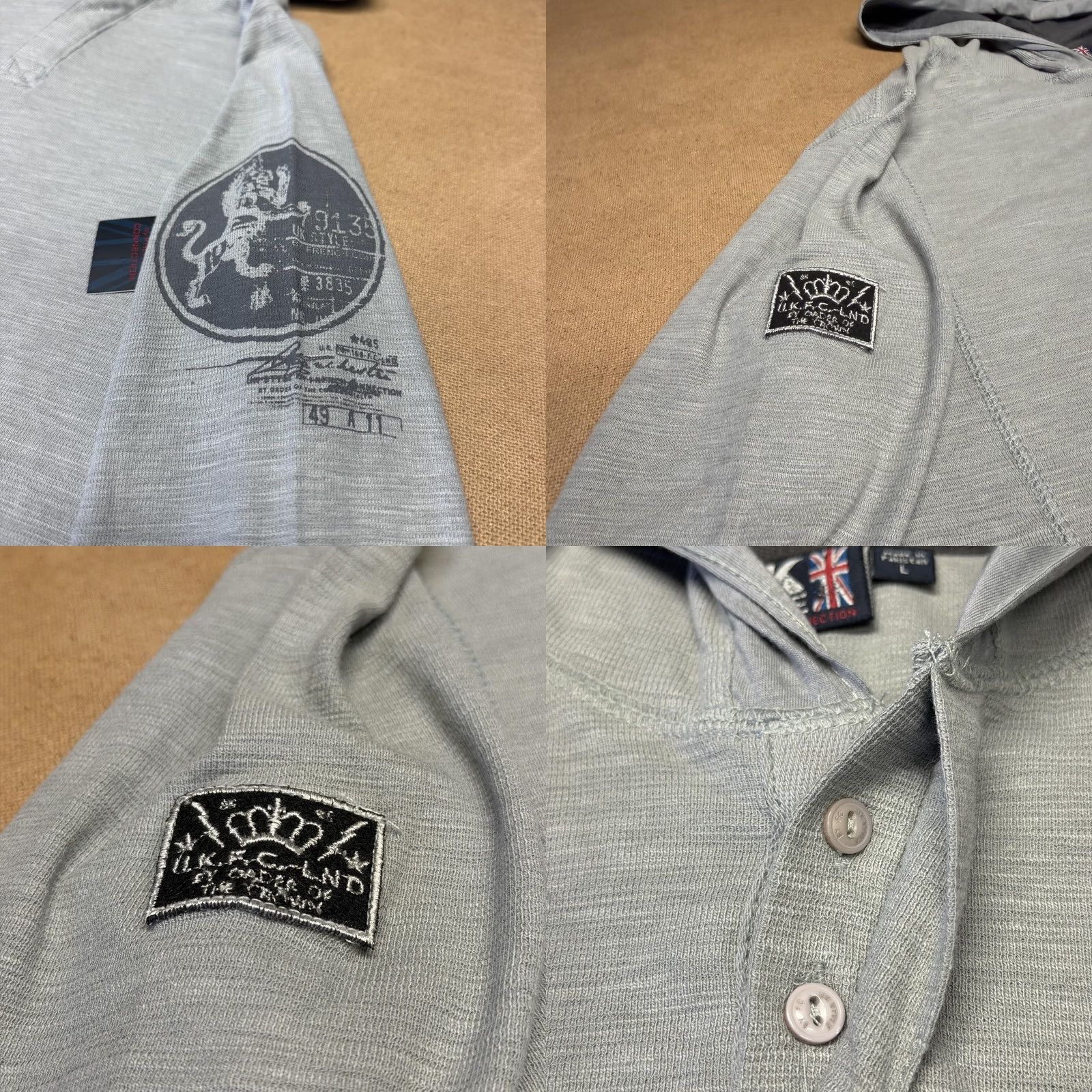French Connection UK Style By French Connection Mens Large Gray Henley Pullover Hoodie Logo Size US L / EU 52-54 / 3 - 8 Thumbnail