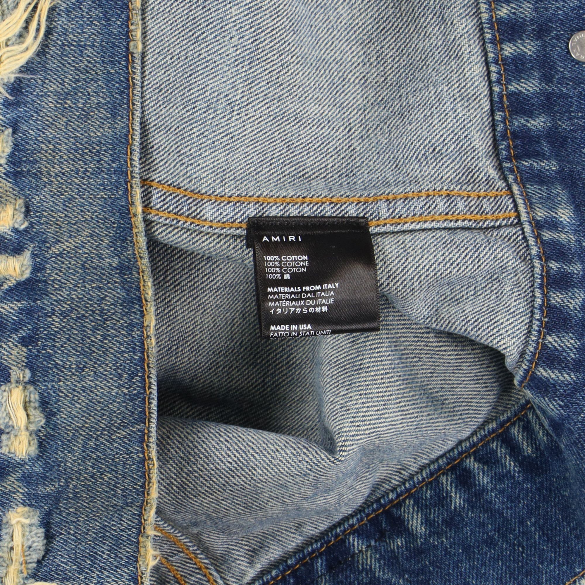 Amiri Blue Distressed Wrangler Denim Jacket Size US S / EU 44-46 / 1 - 7 Thumbnail