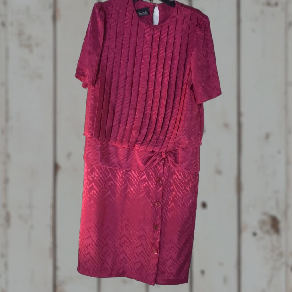 ALEXIS VINTAGE Alexis Fashions Women's Pink Pleated Midi Dress 12 Long Sleeve Casual Business Winter Fall Size XL / US 12-14 / IT 48-50 - 1 Thumbnail