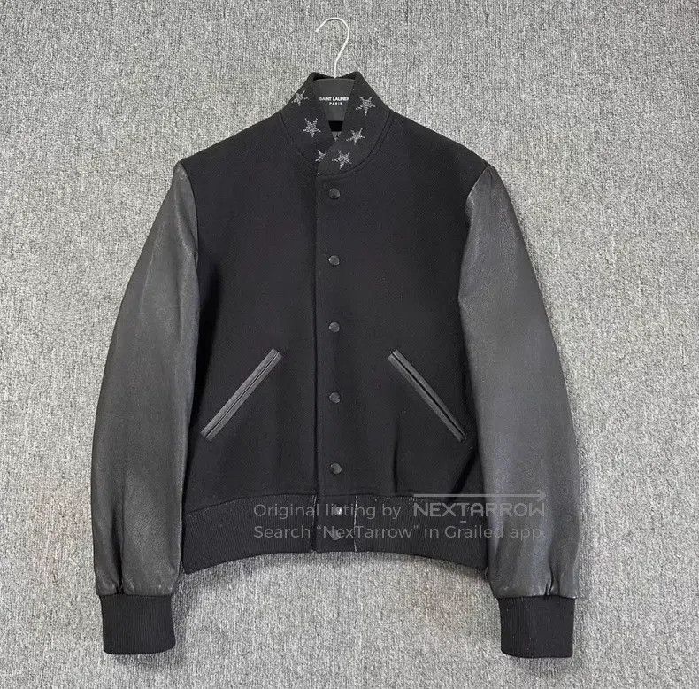 Saint Laurent Paris Saint Laurent Paris Black Mixed Leather Baseball Jacket i Size US M / EU 48-50 / 2 - 1 Thumbnail