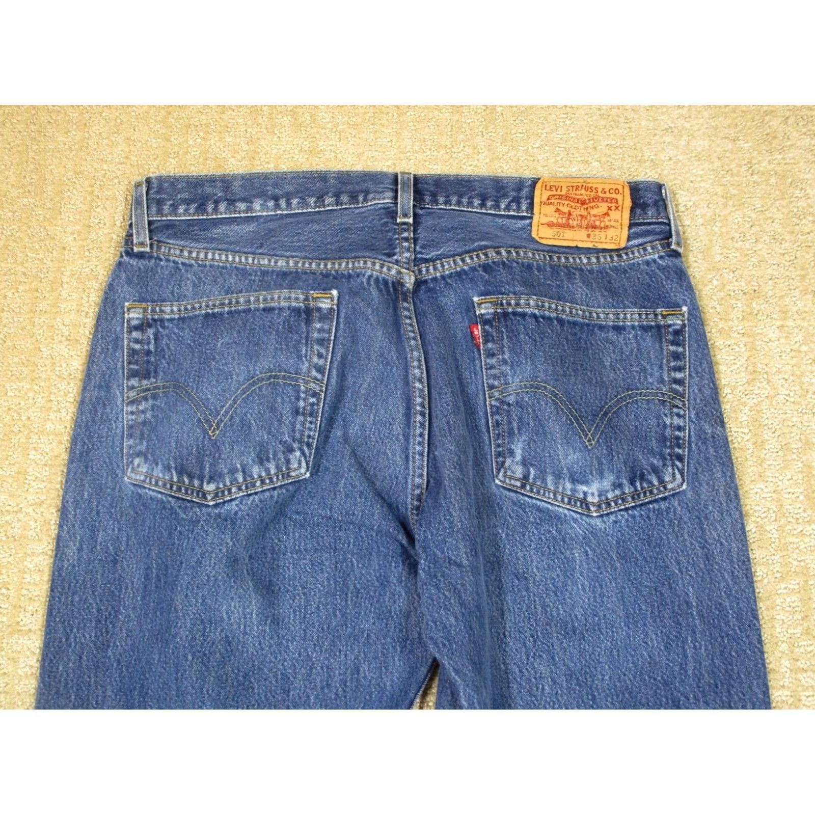 Levi's VINTAGE Levi's 501 Jeans Men 36x32 Blue Dark Wash Distressed Whisker Logo 90s Rock Mens Size US 36 / EU 52 - 6 Thumbnail