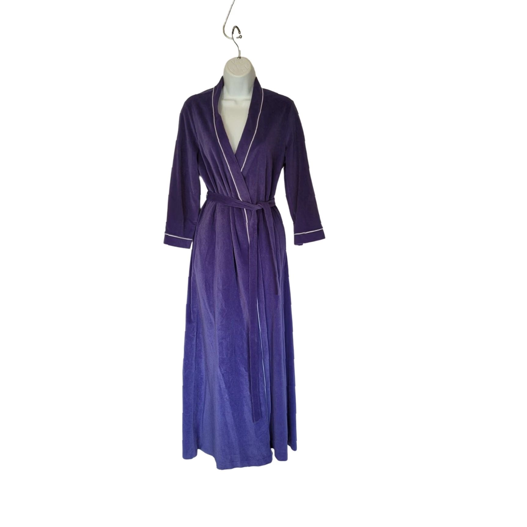 Vintage Vtg. Vanity Fair Womens Long Robe Blue Velour Belted Pockets New USA S Velour Robe Eveningwear Deadstock Size ONE SIZE - 4 Thumbnail