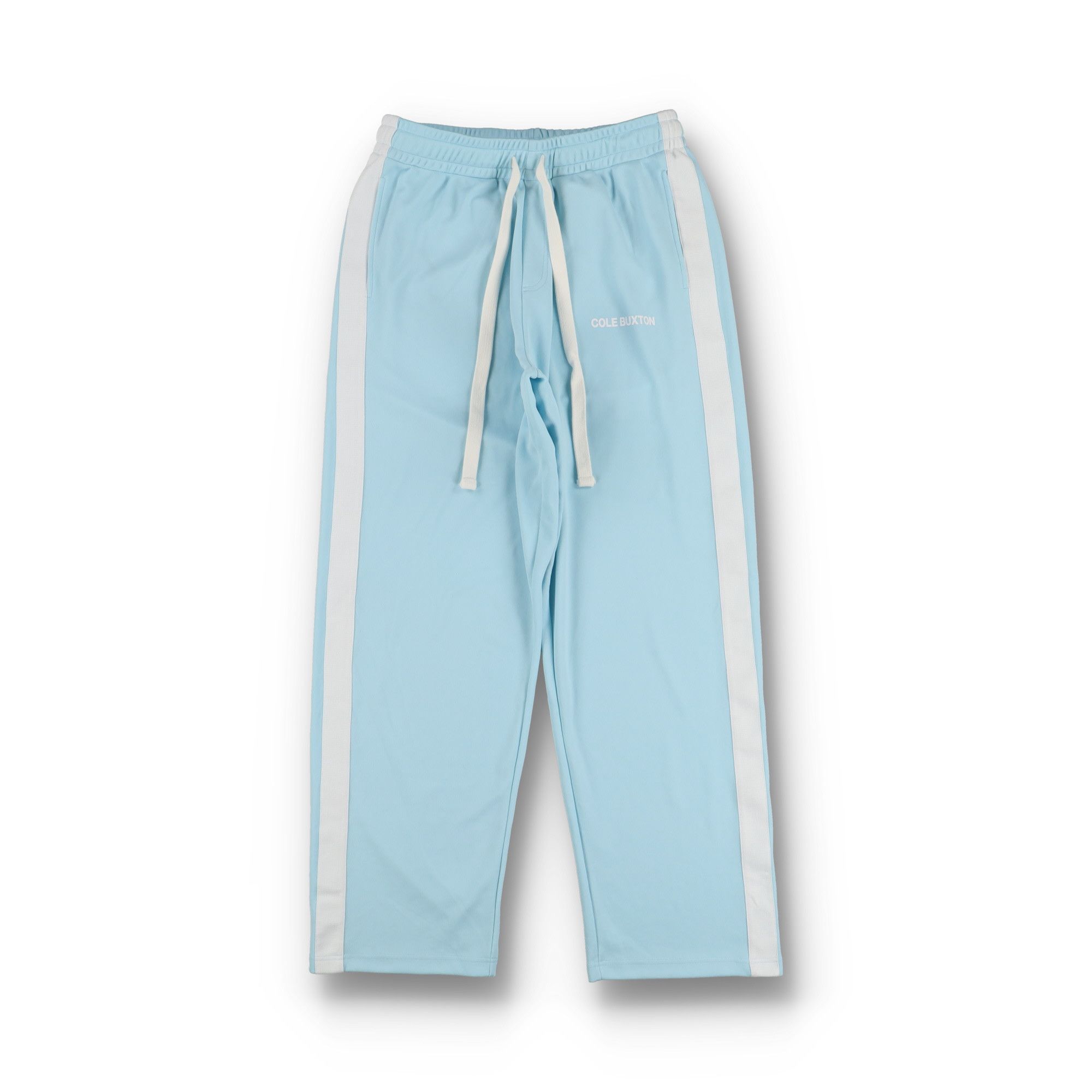 Cole Buxton Light Blue Tape Logo Track Pants Size US 32 / EU 48 - 1 Thumbnail