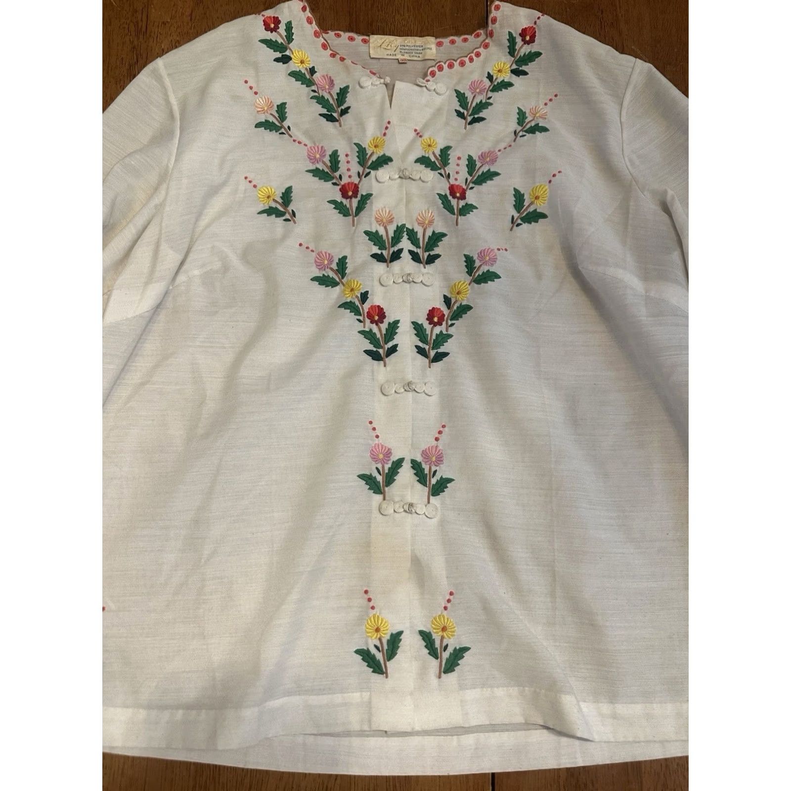 Vintage VINTAGE Lily Shirt 70s Embroidered Button Up Size 38 Floral White Women Size XS / US 0-2 / IT 36-38 - 2 Thumbnail