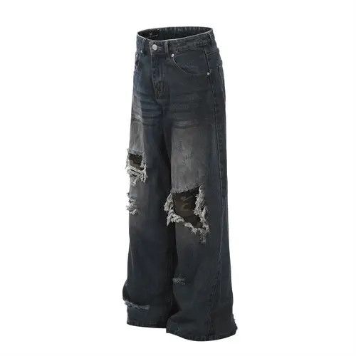 Japanese Brand American street washed distressed straight ripped jeans Size US 32 / EU 48 - 3 Thumbnail