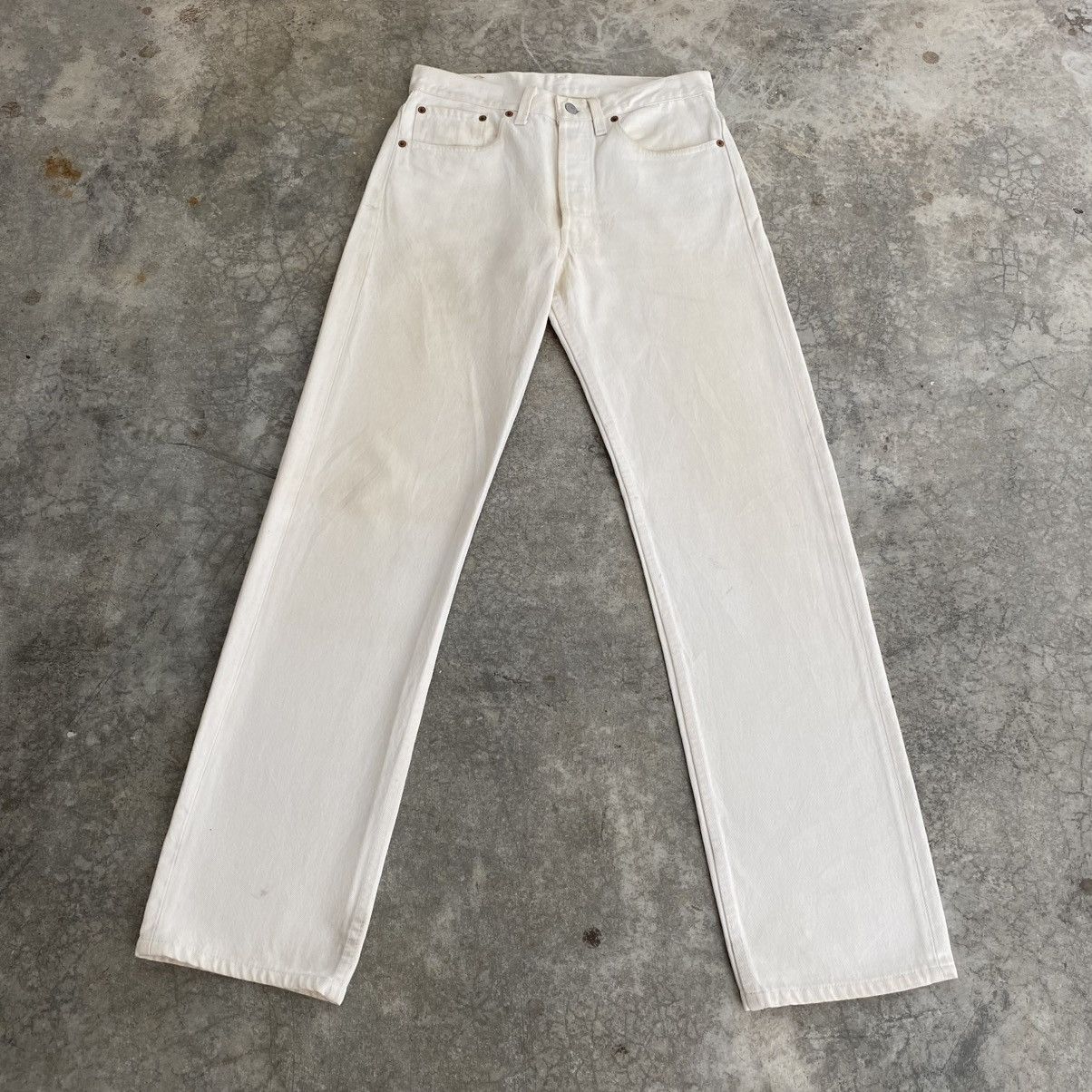 Levi's Size 30x31.5 Vintage 1994 Levis 501 White Denim Jeans Size US 30 / EU 46 - 2 Thumbnail