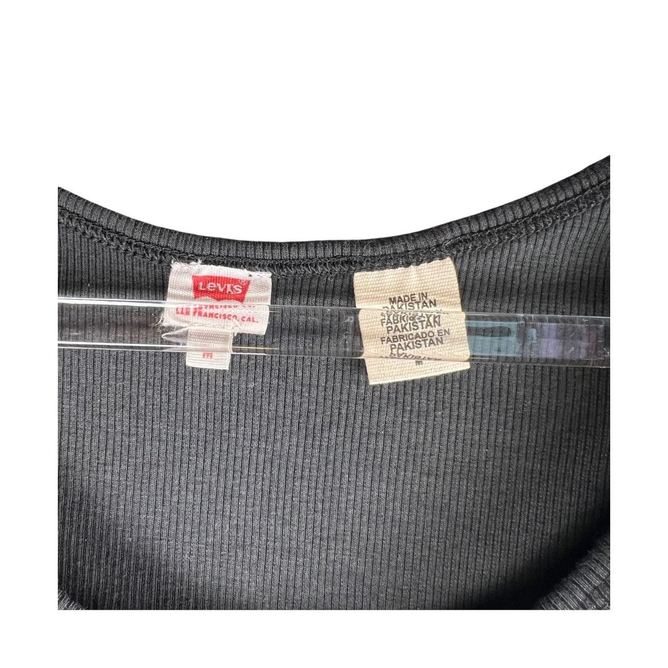 Levi's Levi’s Black Ribbed Scoop Neck Fitted Tee M Stretch Knit Size M / US 6-8 / IT 42-44 - 3 Thumbnail