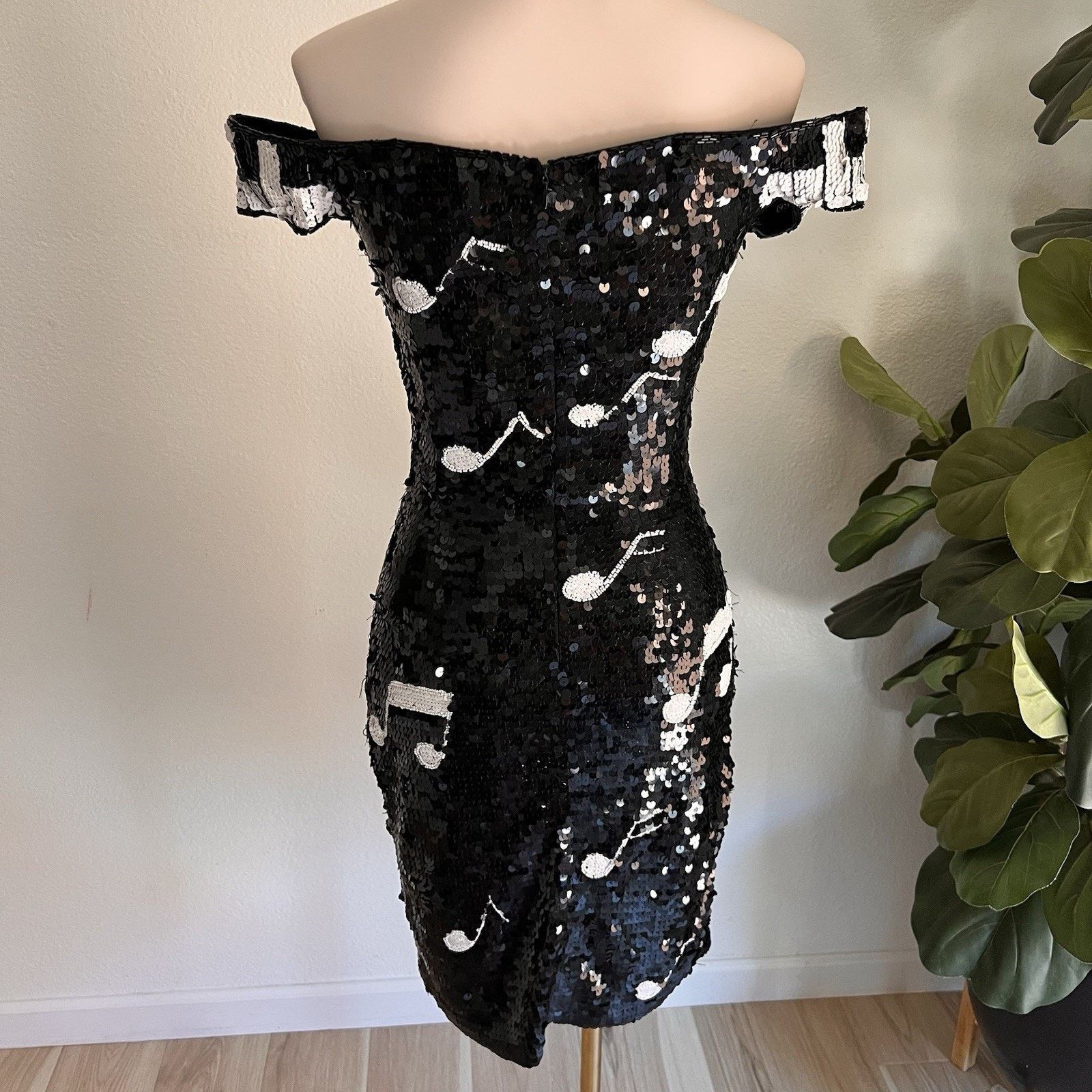 Other Vintage Nadine (S) Beaded Piano Music Sequin Cocktail Dress Size S / US 4 / IT 40 - 4 Thumbnail