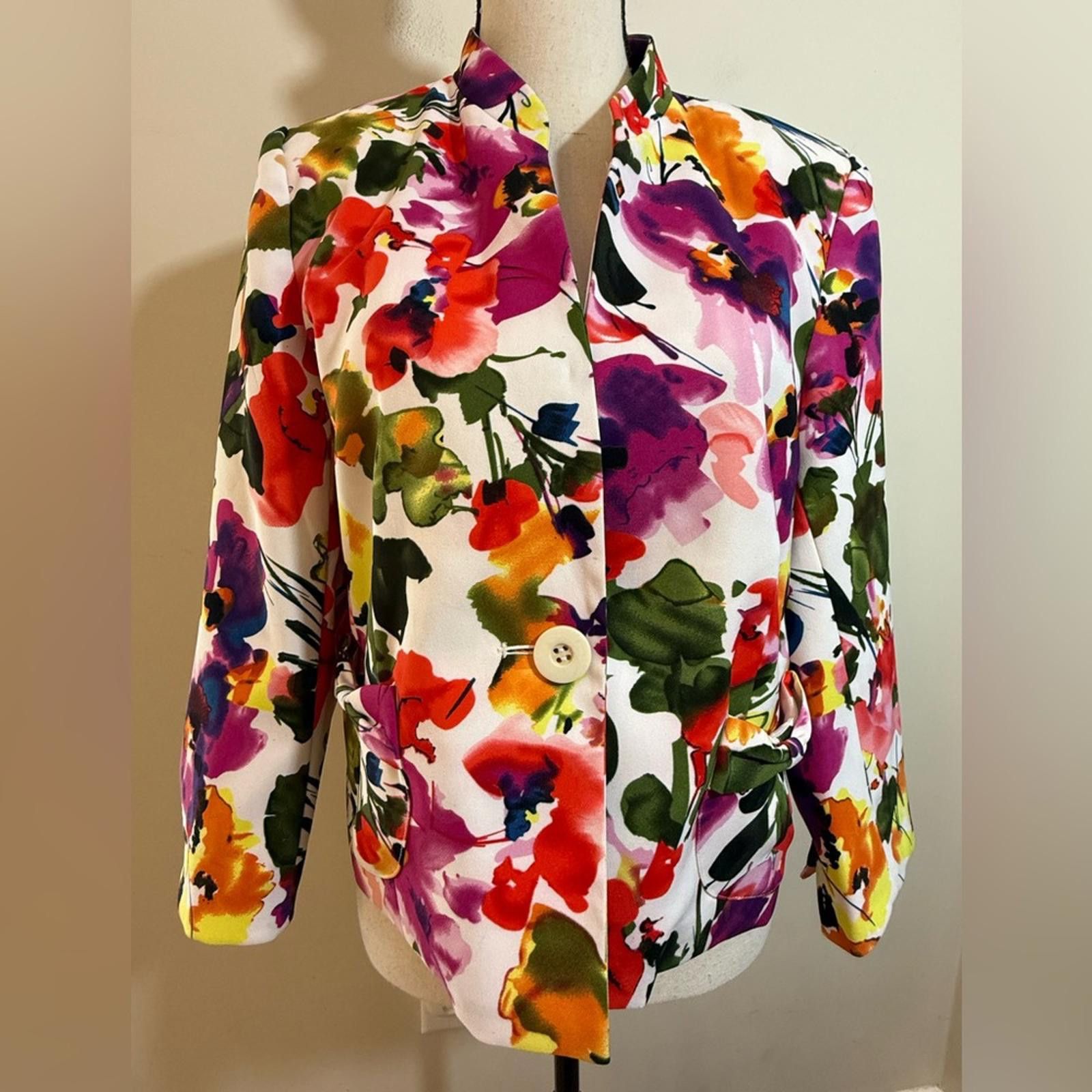 Other Molly & Maxx floral silky statement blazer jacket SZ PL Size L / US 10 / IT 46 - 6 Thumbnail