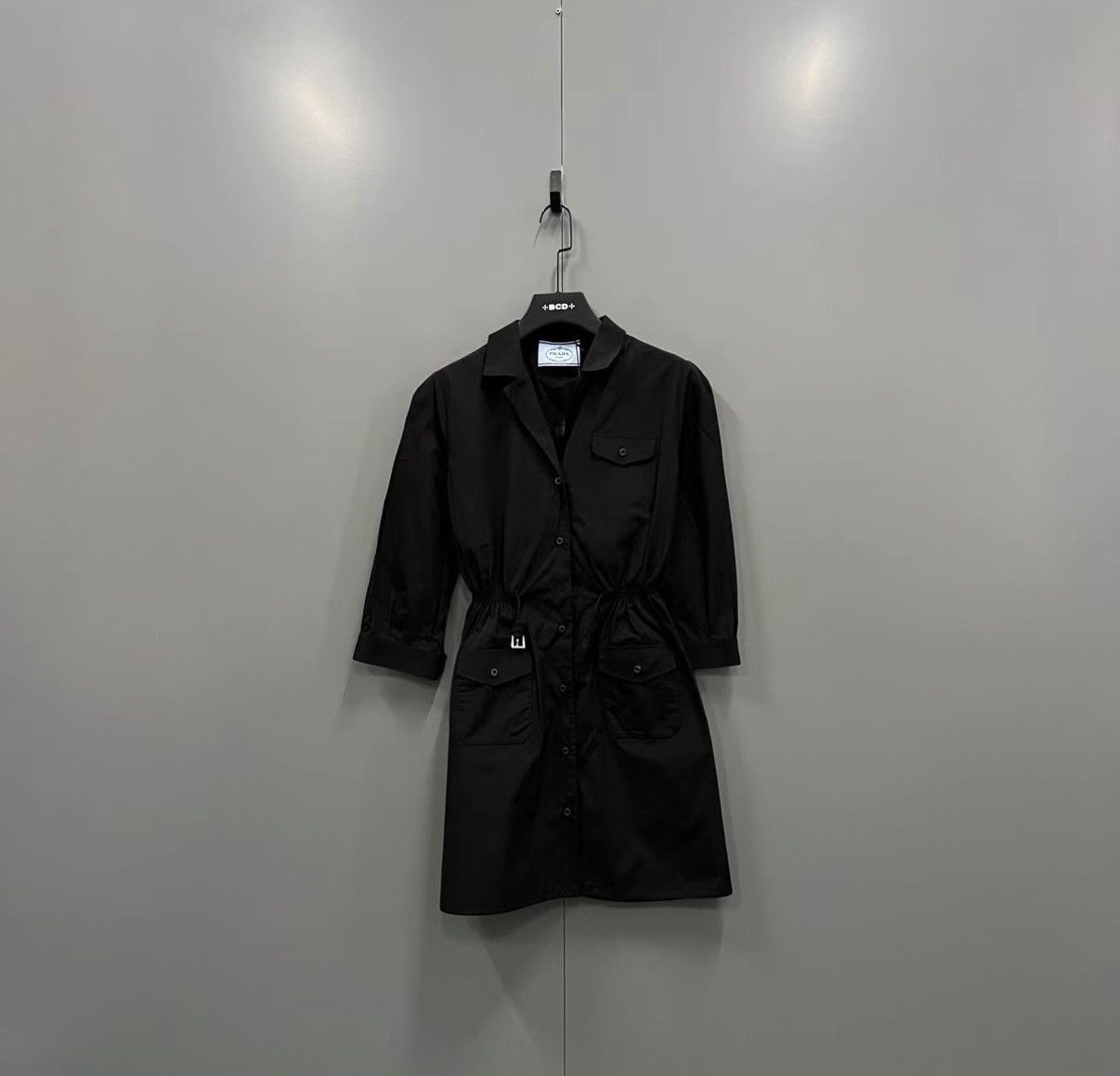 Prada Prada Black Logo Waist-tied Shirt Dress J41 Size M / US 6-8 / IT 42-44 - 1 Thumbnail