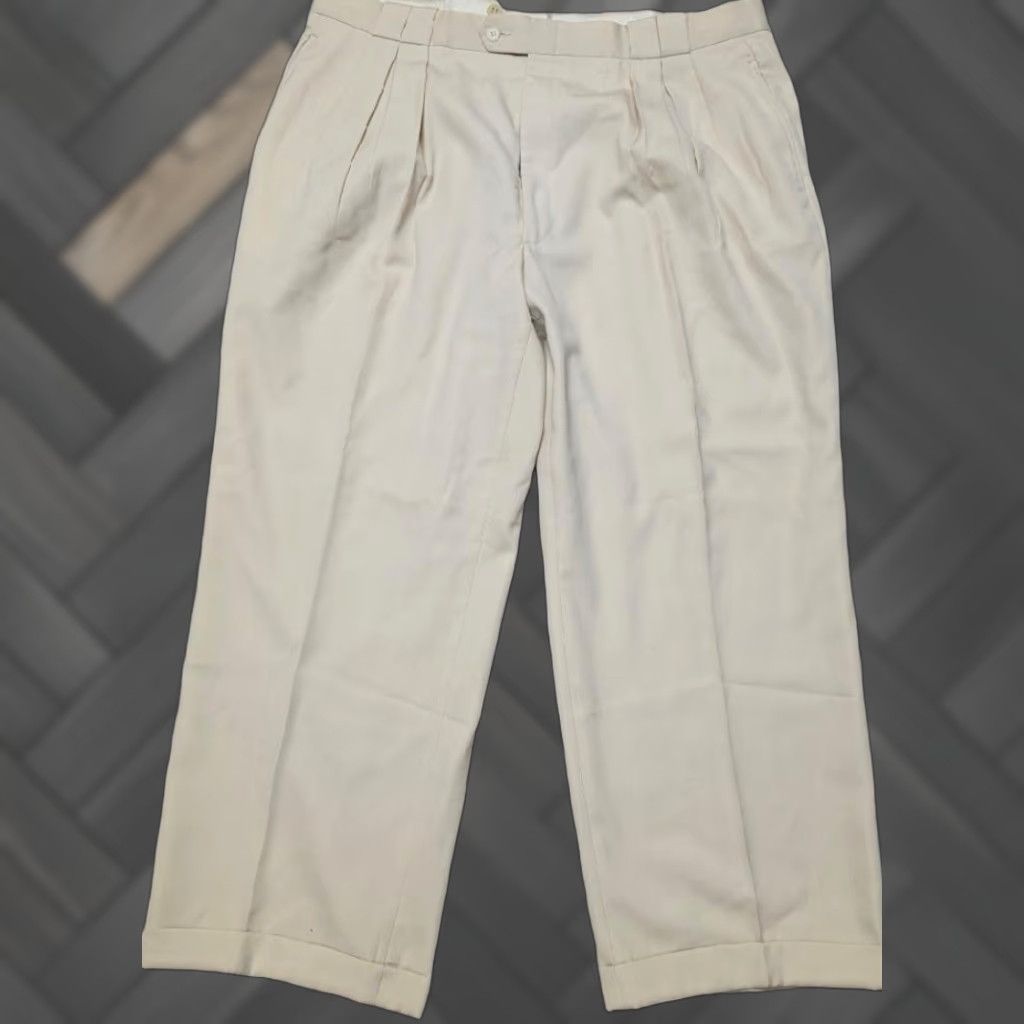 Vintage VINTAGE Bachrach dress pants 42x30 Swing pleated wool baggy loose cream off-white Swing 1950's Mens Size US 42 / EU 58 - 1 Thumbnail