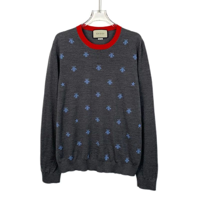 Gucci Gucci Dark gray bee embroidery wool round-neck long-sleeved Size US L / EU 52-54 / 3 - 1 Thumbnail