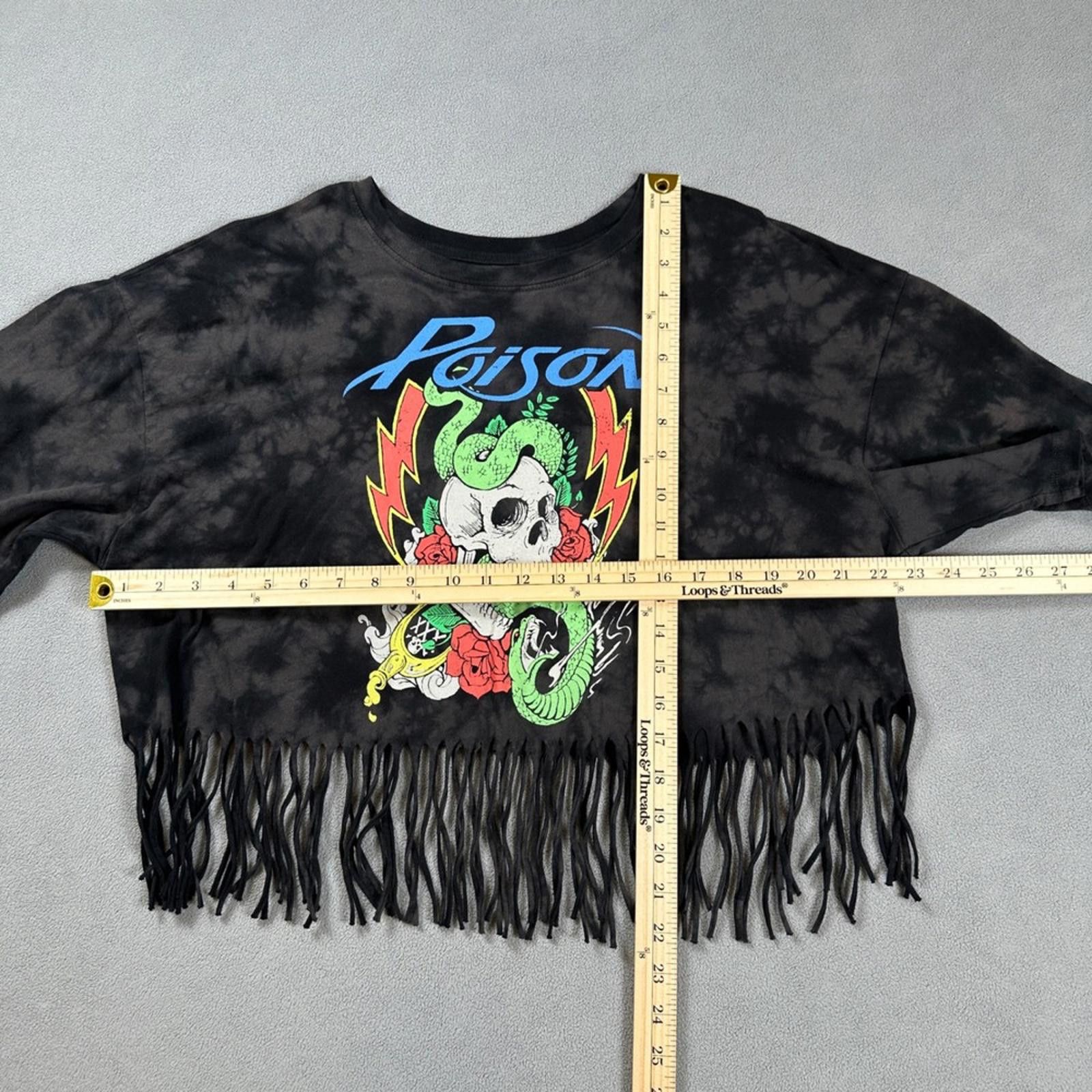 Other Poison Band T Shirt Top Women XL Tie Dye Cropped Fringe Rock Size XL / US 12-14 / IT 48-50 - 3 Thumbnail