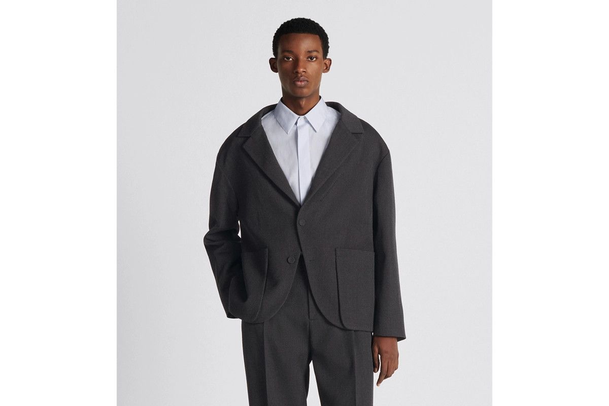 Dior o1w1db11024 Off-The-Shoulder Jacket in Grey Size US XL / EU 56 / 4 - 4 Thumbnail
