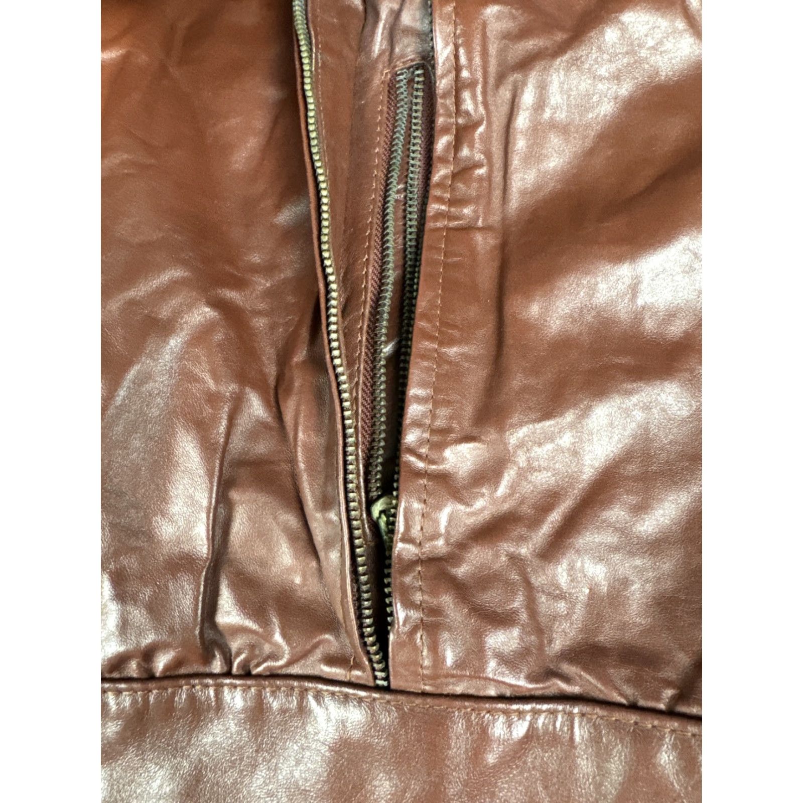 Nique VINTAGE Brown Leather Moto Jacket Bomber Mens Zip Pocket 44 Brown Leather Zip Jacket Mens 44 Bomber Jacket Zipped Pockets Size US S / EU 44-46 / 1 - 3 Thumbnail