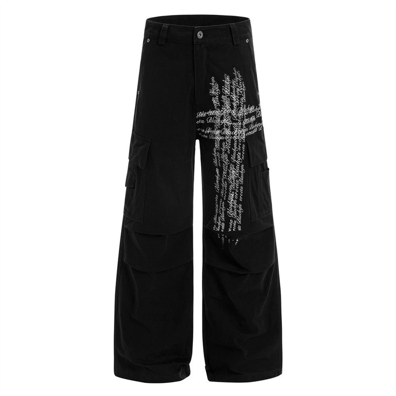 Other Gray Graphic Cargo Wide Leg Pants Size US 30 / EU 46 - 5 Thumbnail