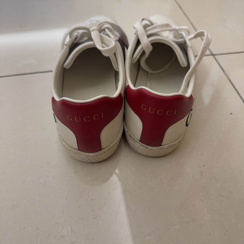 Gucci Gucci ACE Leather Sneakers with Red Green Webbing Size US 4 / IT 34 - 3 Thumbnail