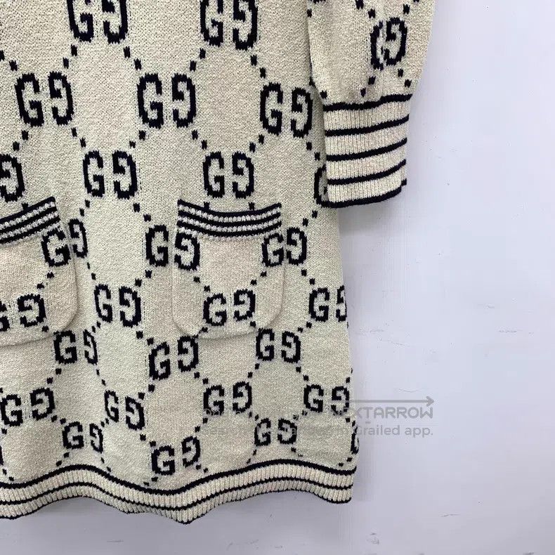Gucci Gucci Beige logo jacquard full print striped round neck kn Size S / US 4 / IT 40 - 4 Thumbnail