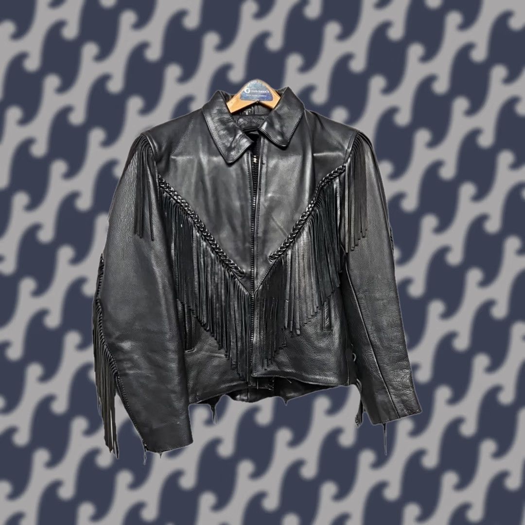 Harley Davidson Y2K Harley Davidson Women’s Leather Jacket Small Western Biker Fringe Black Zip Size S / US 4 / IT 40 - 1 Thumbnail