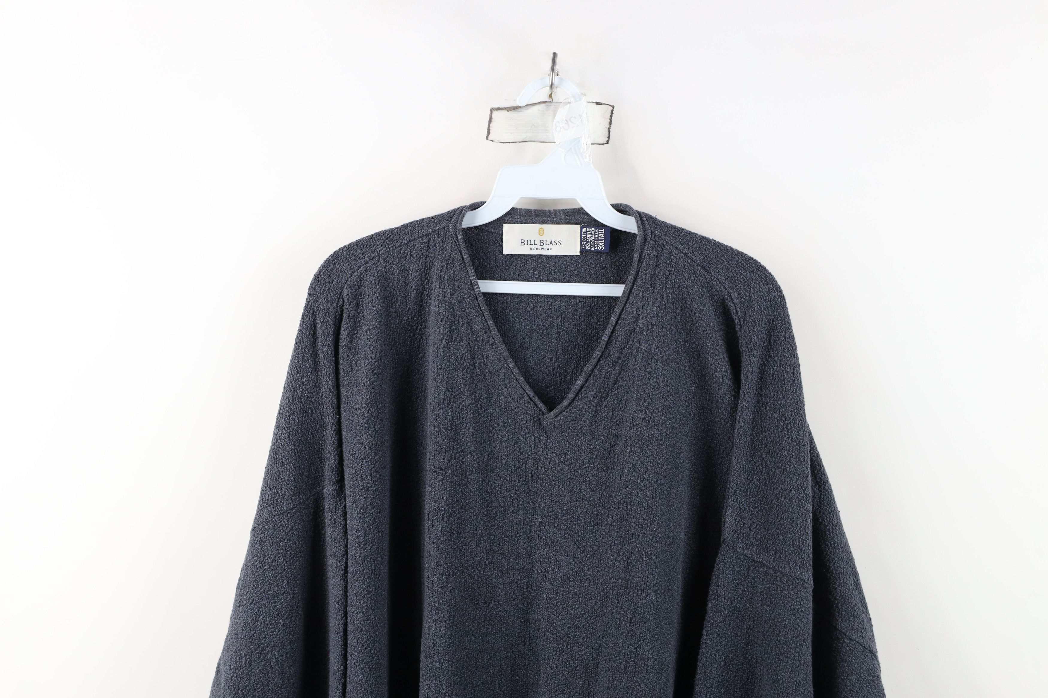 Vintage Vintage 90s Streetwear Marled Knit Sweater Steel Blue USA Size US XXL / EU 58 / 5 - 2 Thumbnail