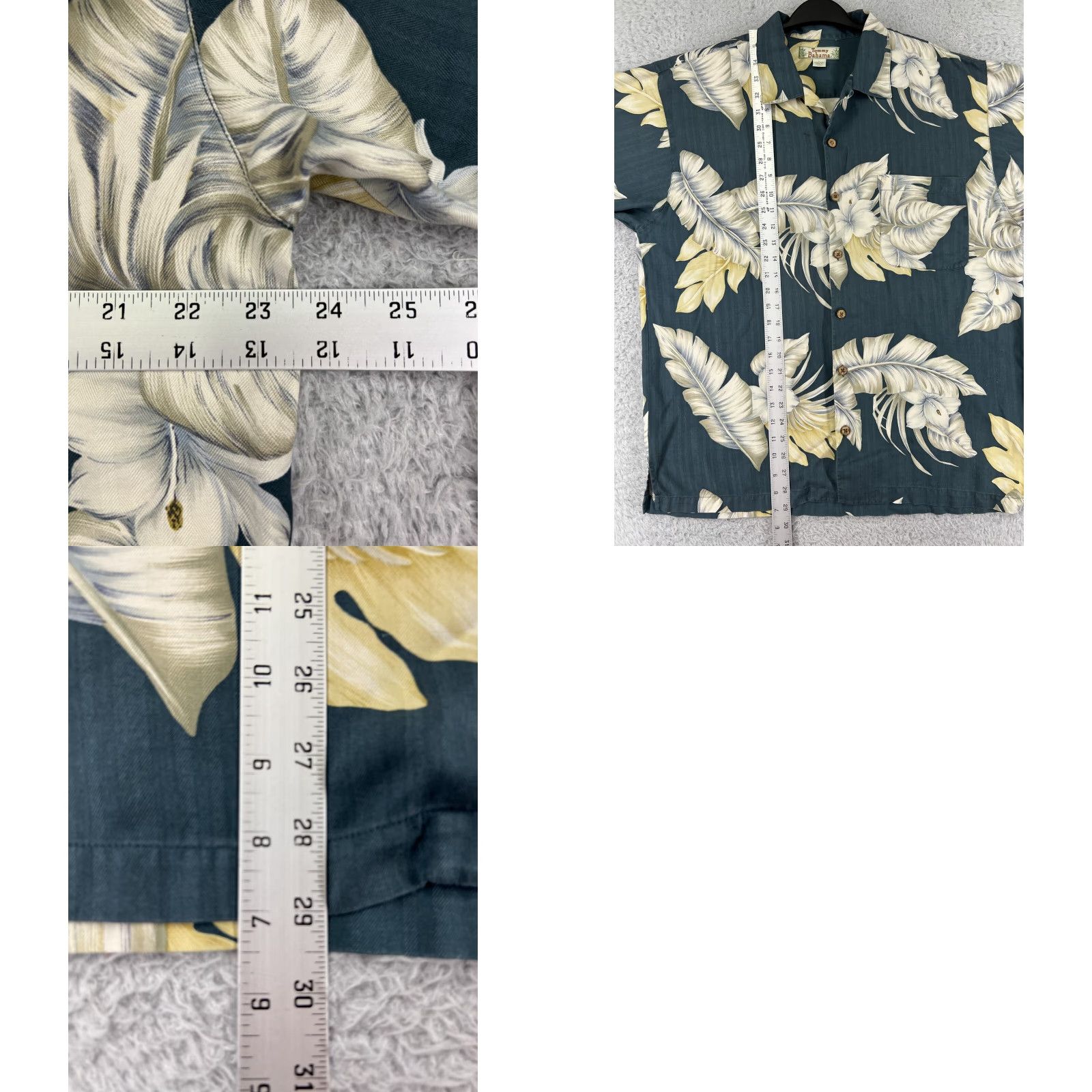 Tommy Bahama Tommy Bahama Shirt Men Large Gray Palm Floral Print Hawaiian Button Up 100% Silk Size US L / EU 52-54 / 3 - 9 Thumbnail