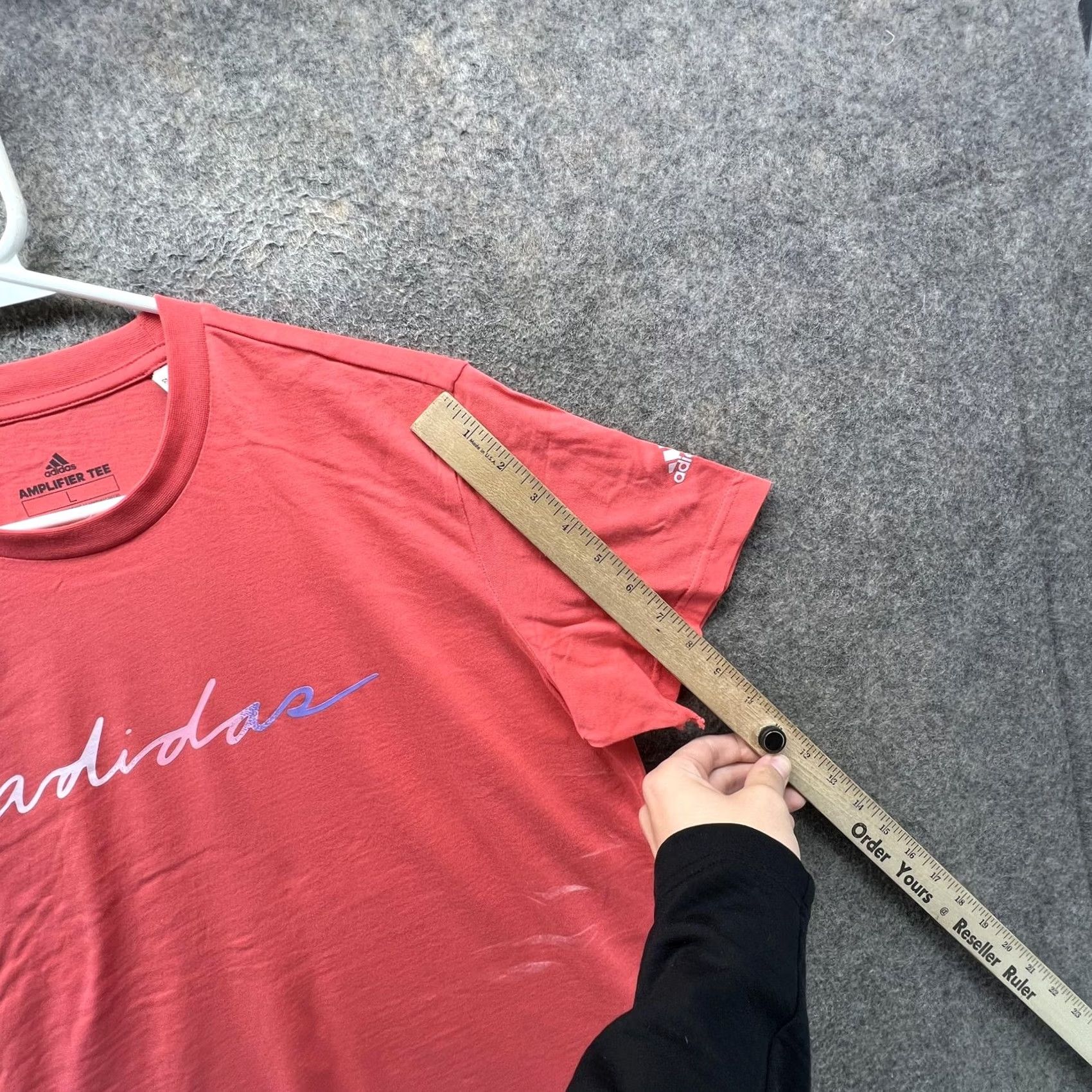 Adidas Adidas Amplifier Shirt Mens Large Pink Script Logo Graphic Tee Sportswear Size US L / EU 52-54 / 3 - 6 Thumbnail