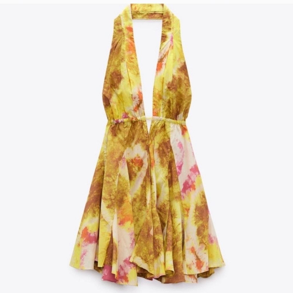 Zara NWT Zara Yellow & Pink Tie Dye Short Dress Size XS / US 0-2 / IT 36-38 - 5 Thumbnail