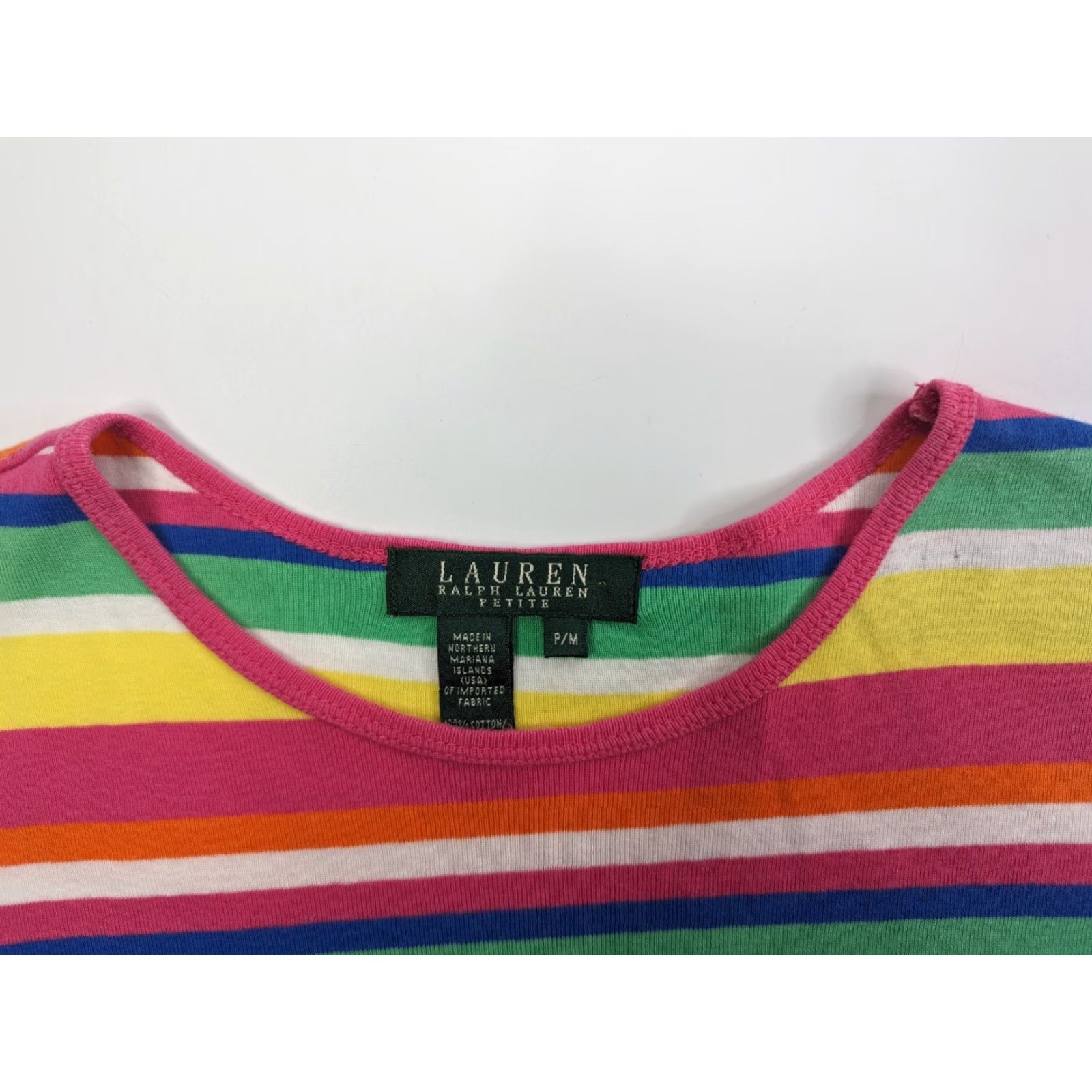 Ralph Lauren Lauren Ralph Lauren Womens M Petite Striped Short Sleeve Crewneck Tee Shirt Color Multicolor Cotton T-Shirt Women Petite Size M / US 6-8 / IT 42-44 - 6 Thumbnail