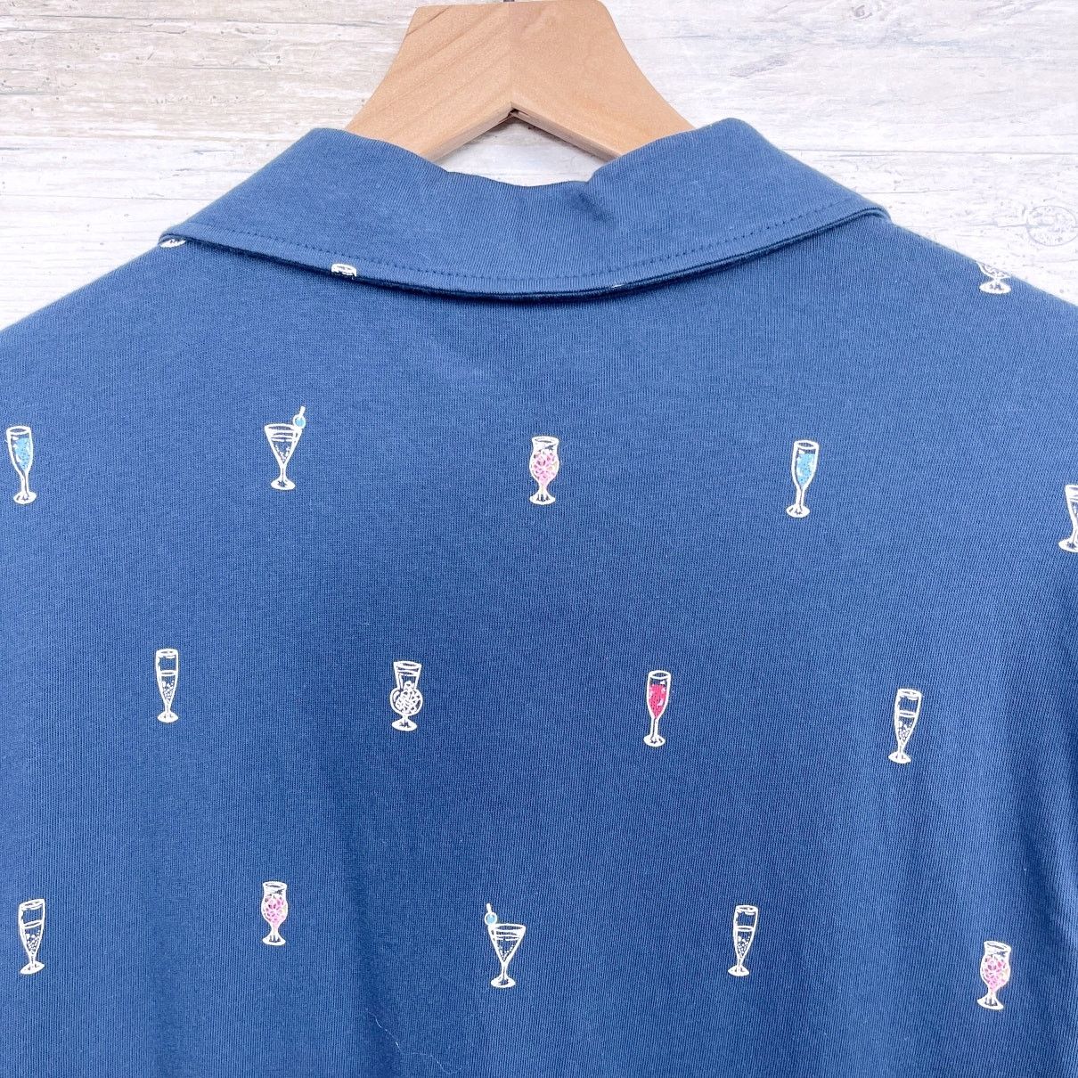 American Rag American Rag Cocktail Martini Print Polo Shirt Blue Mens XL Size US XL / EU 56 / 4 - 7 Thumbnail