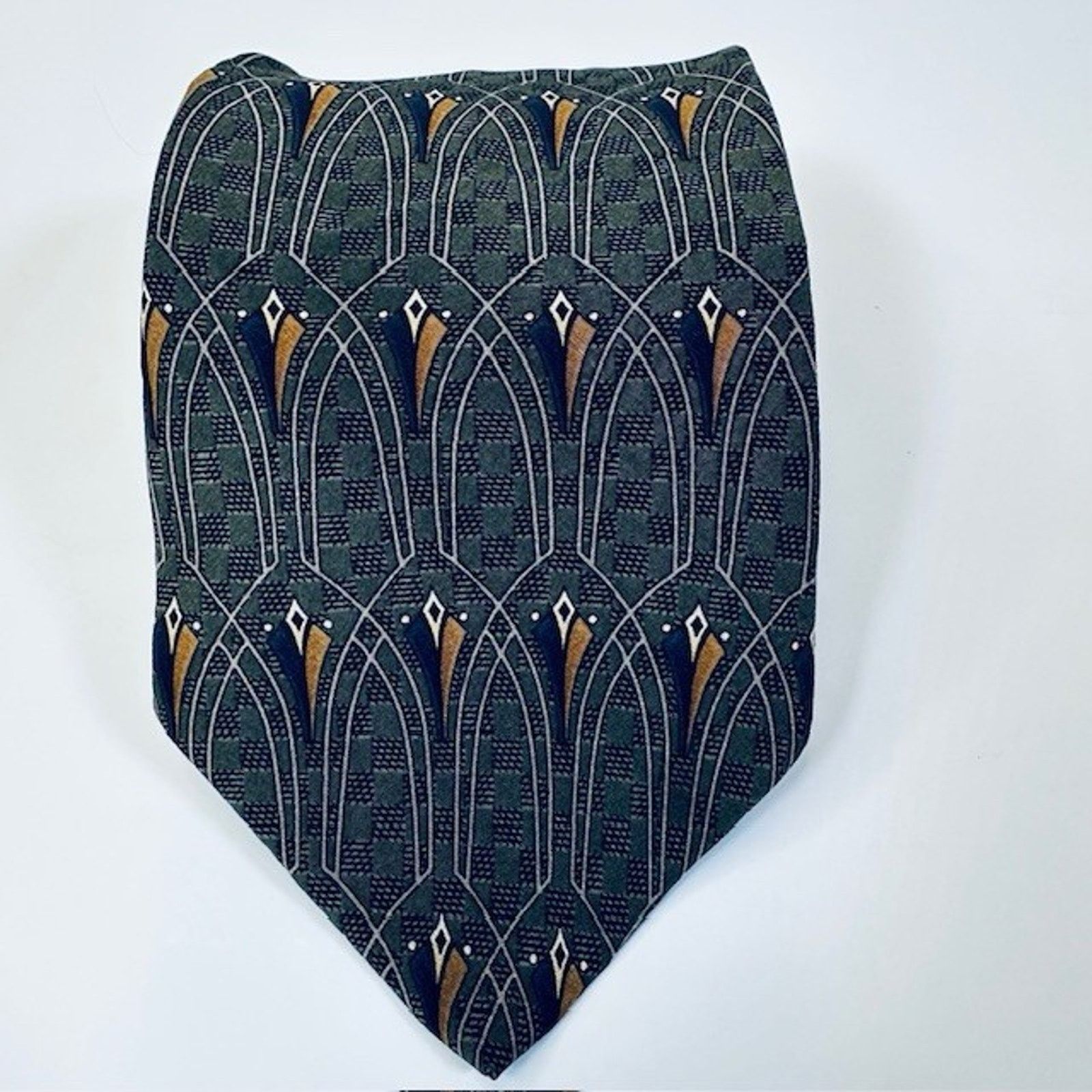 Etienne Aigner Heritage by Etjenne Aigner Tie Silk Costa Rica Green Geo Size ONE SIZE - 9 Thumbnail