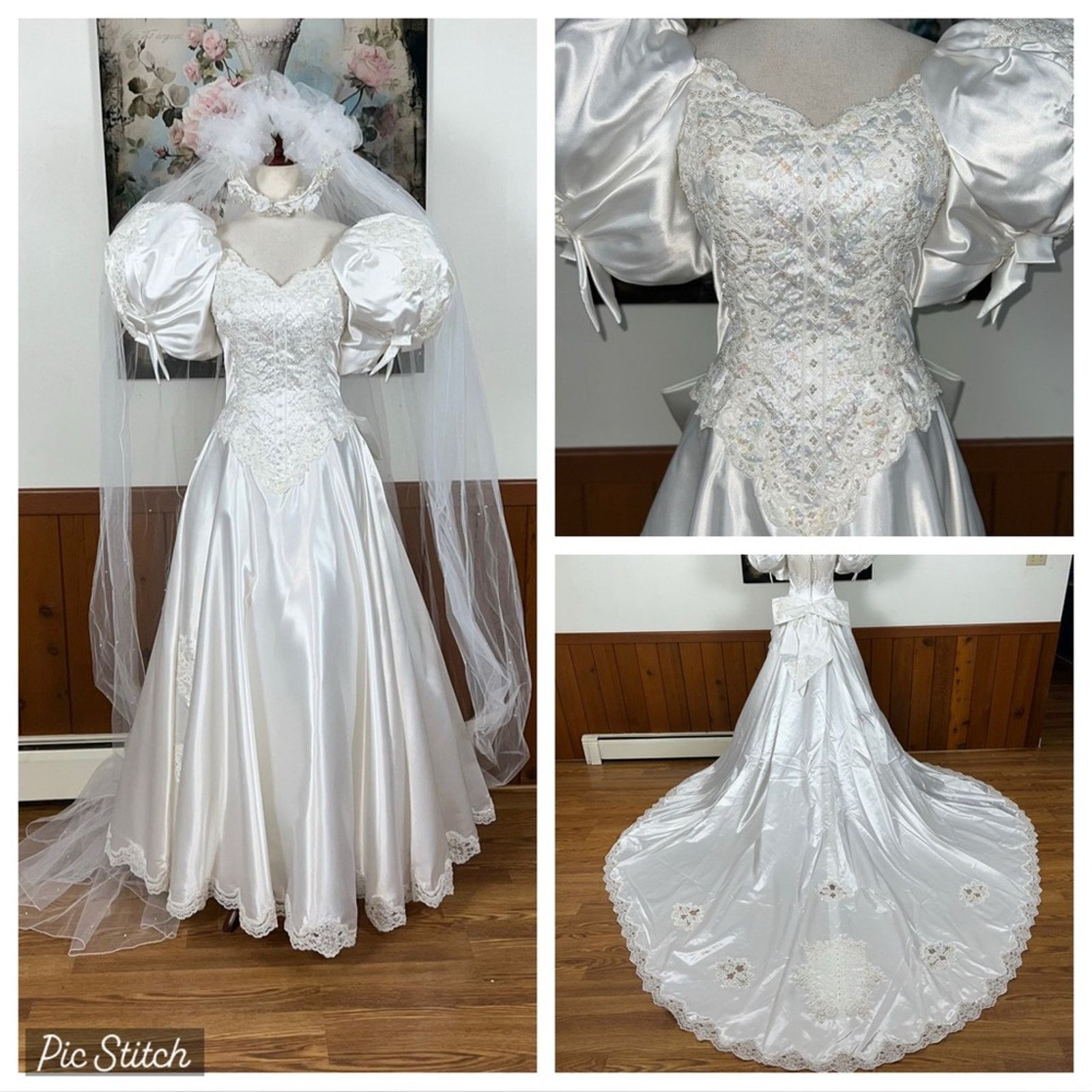Vintage 90s Continental Cathedral Length Wedding Gown Veil