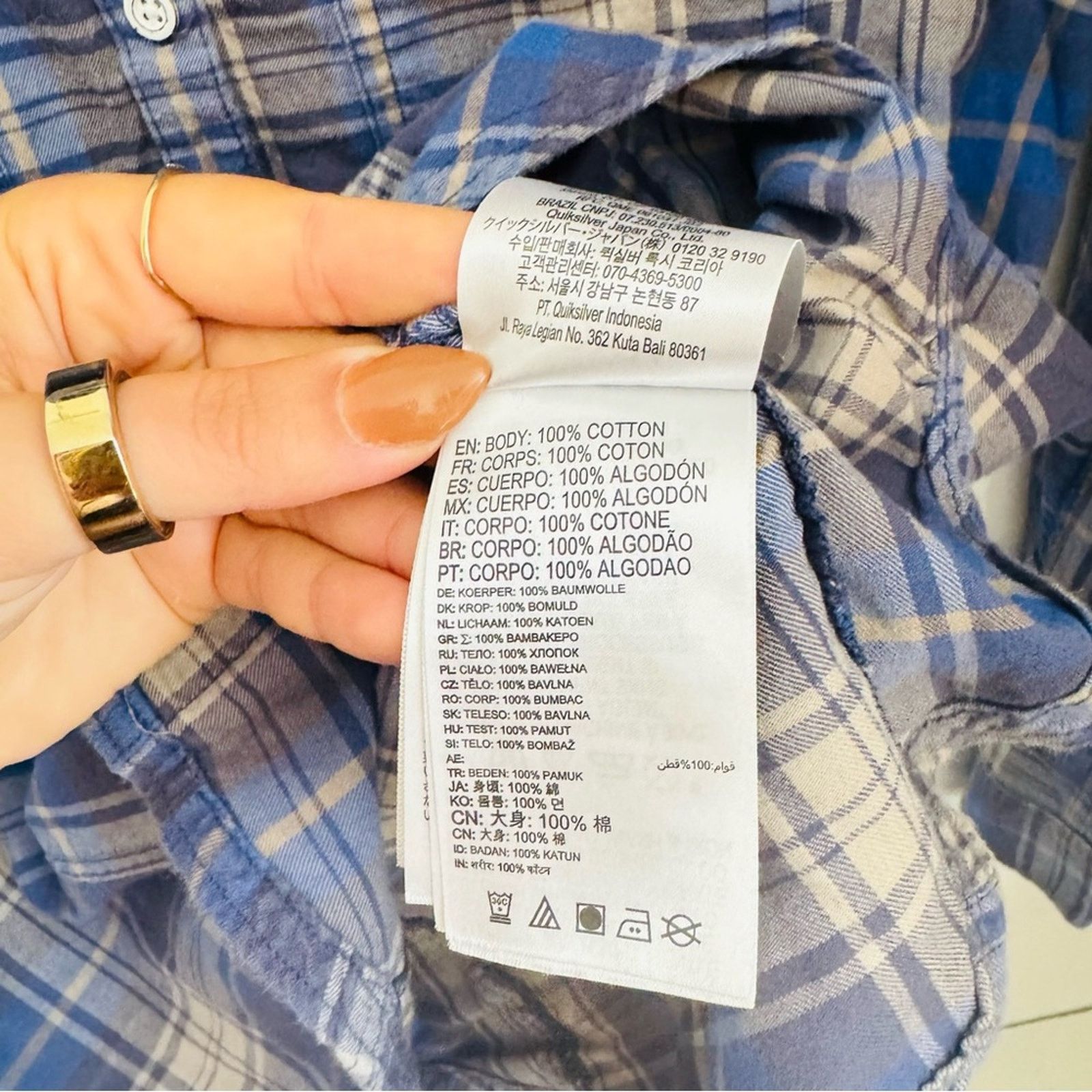 Quicksilver ROXY Blue White Grey Stripe Plaid Button Shirt Top Blouse S Size S / US 4 / IT 40 - 8 Thumbnail