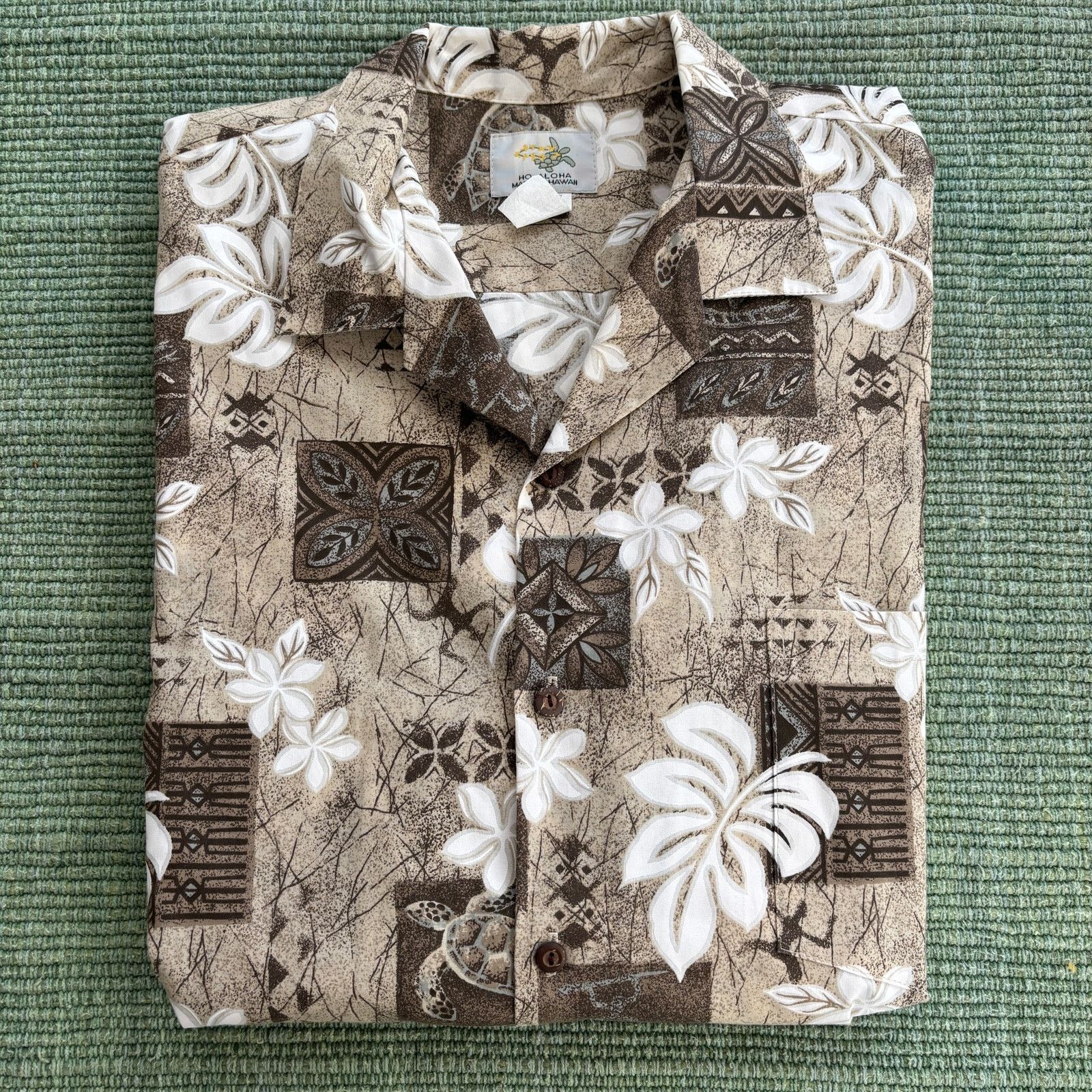 Vintage Vintage Ho Aloha tan and brown cotton hawaiian shirt Size US XL / EU 56 / 4 - 1 Thumbnail