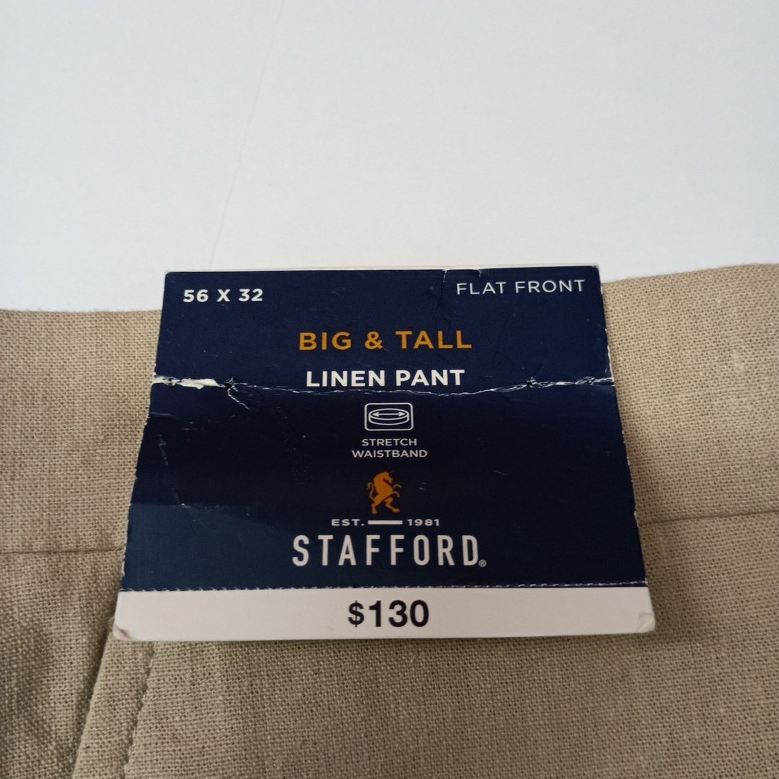 Stafford Stafford Linen Dress Pants Men's Big & Tall Size 56x32 Stone Size US 44 / EU 60 - 2 Thumbnail