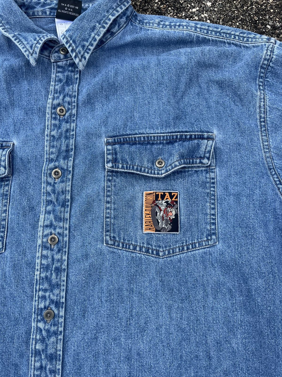 Harley Davidson × Vintage × Warner Bros Warnerbros X Harley Davidson denim jacket / shirt 2001 sizeL Size US L / EU 52-54 / 3 - 3 Thumbnail
