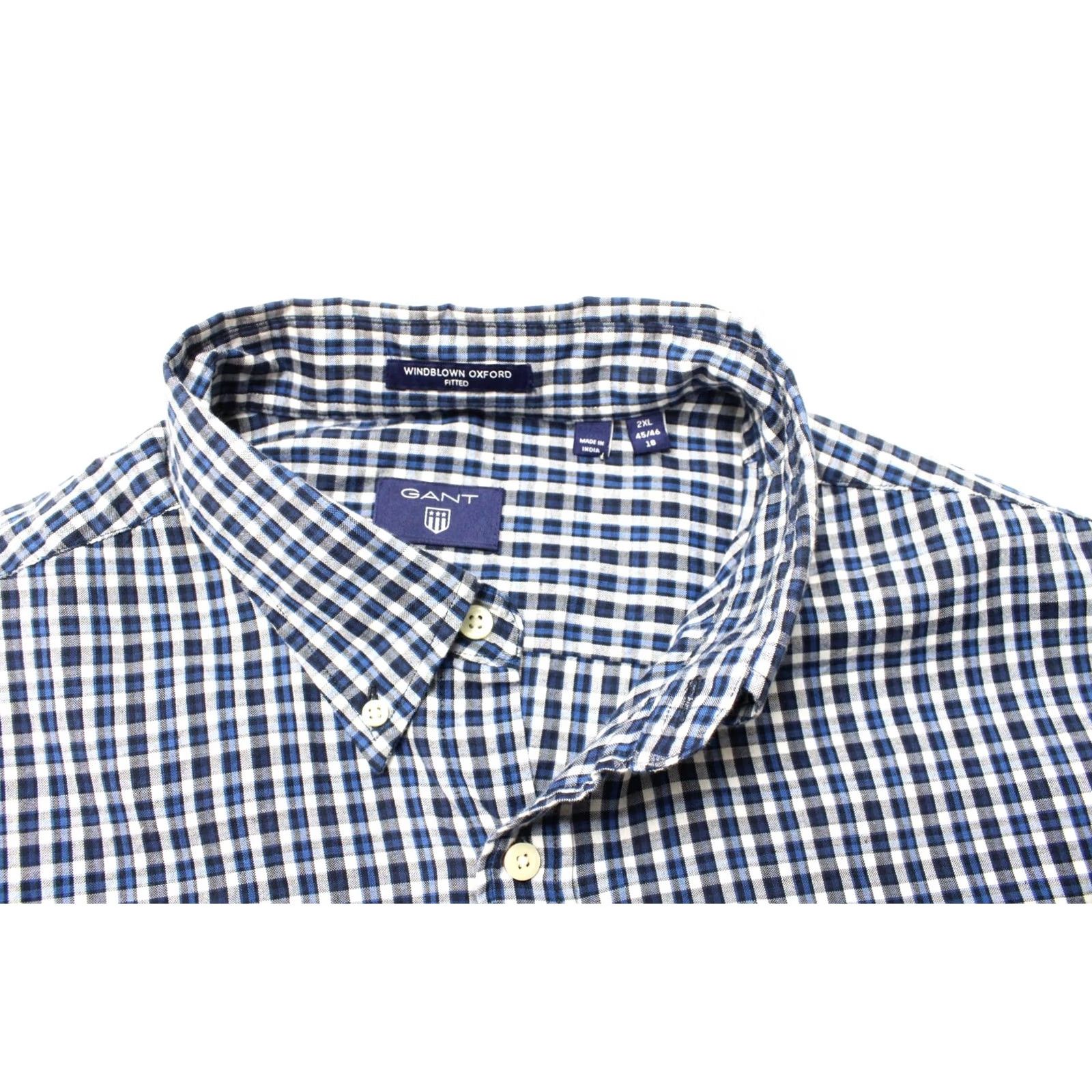 Gant GANT Windblown Oxford Fitted Shirt Men 2XL Plaid Button-Down Logo Blue Size US XXL / EU 58 / 5 - 4 Thumbnail